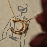 Pearl Crescent Moon Necklace  Diamond Moon Phase Necklace  Celestial Jewelry  Perfect Gift for Her  Minimalist Jewelry  SN-1331G