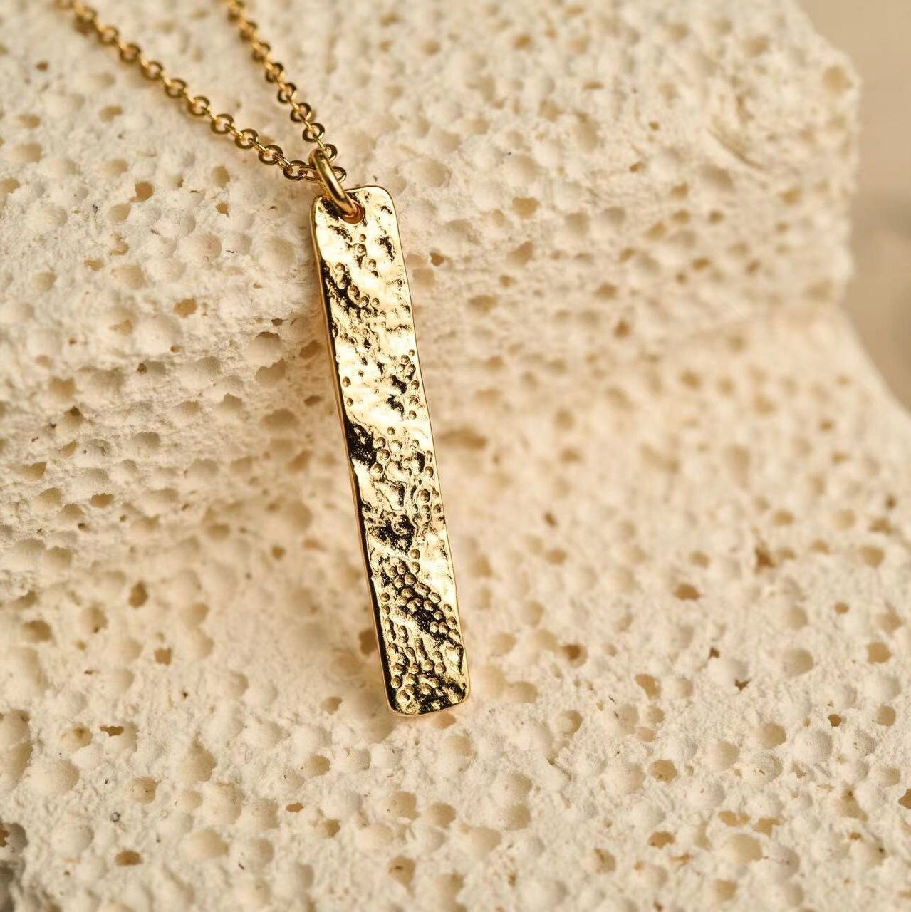 Hand-Hammered Rectangle Necklace