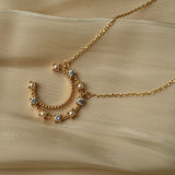 Pearl Crescent Moon Necklace  Diamond Moon Phase Necklace  Celestial Jewelry  Perfect Gift for Her  Minimalist Jewelry  SN-1331G