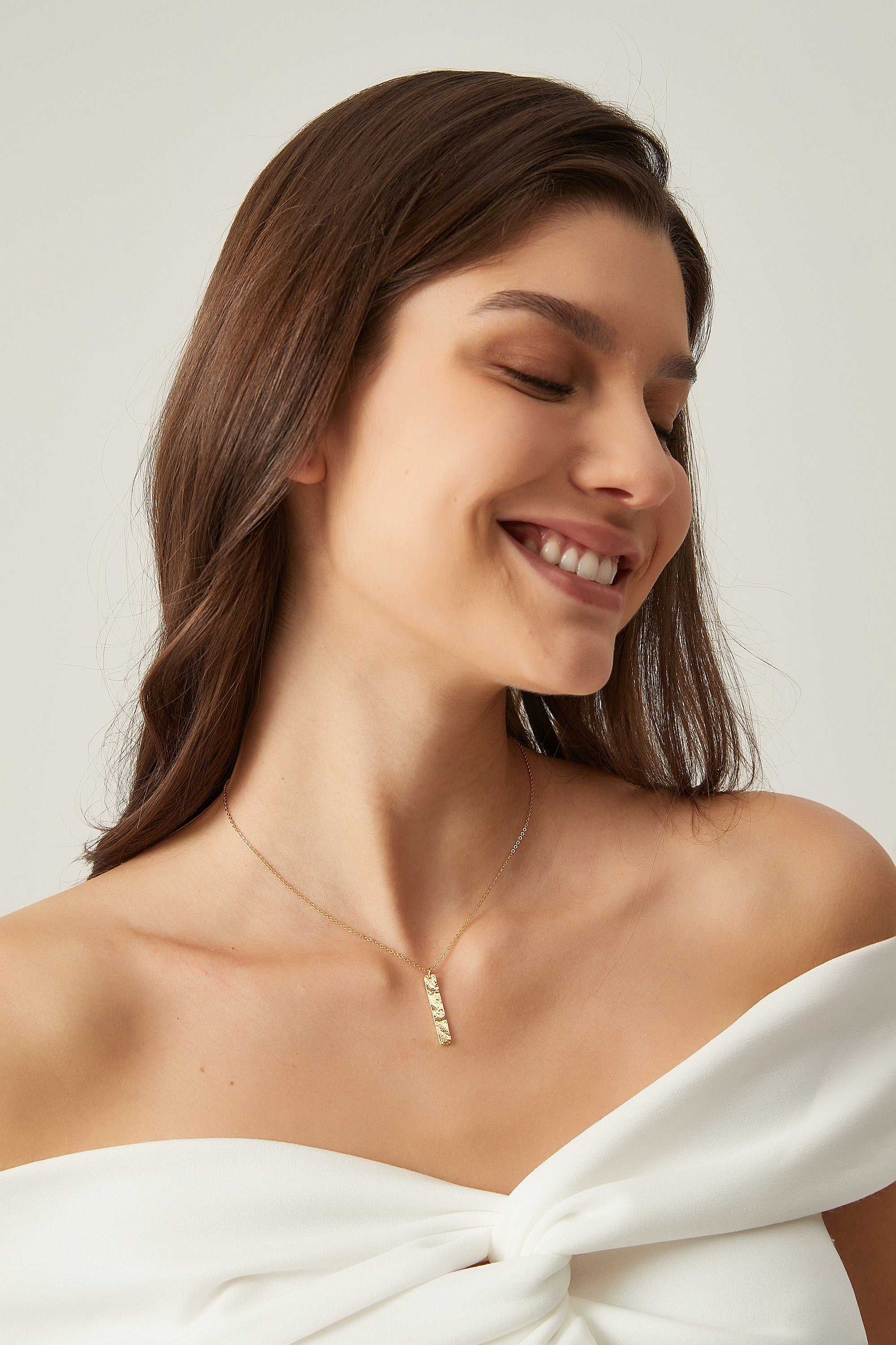 Hand-Hammered Rectangle Necklace