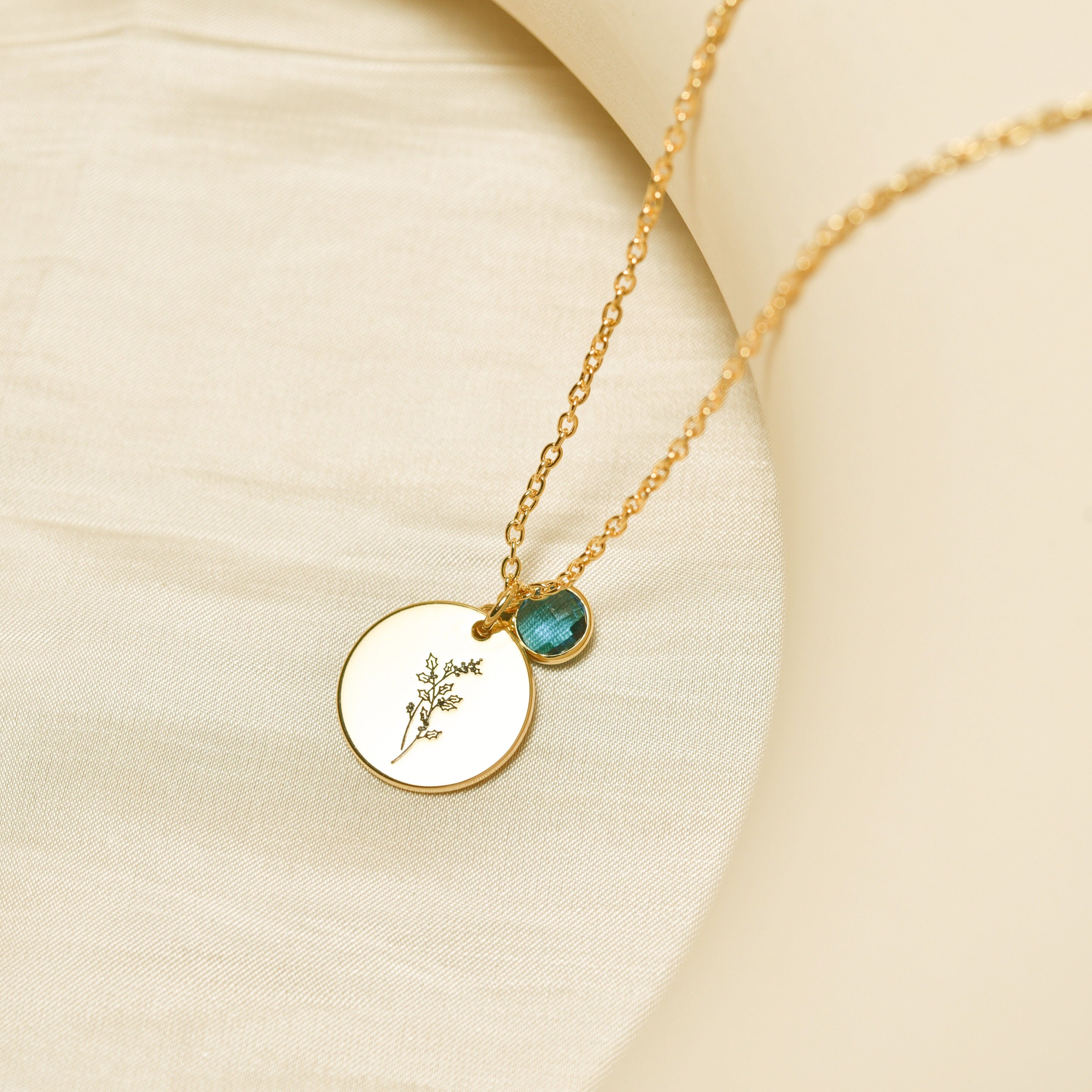 Birth Stone Necklace, Birth Flower Necklace, Personalized necklace, Birthday Gift, Anniversary Gift, Graduation Gift, Gift Ideas, sm-0007