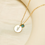 Birth Stone Necklace, Birth Flower Necklace, Personalized necklace, Birthday Gift, Anniversary Gift, Graduation Gift, Gift Ideas, sm-0007