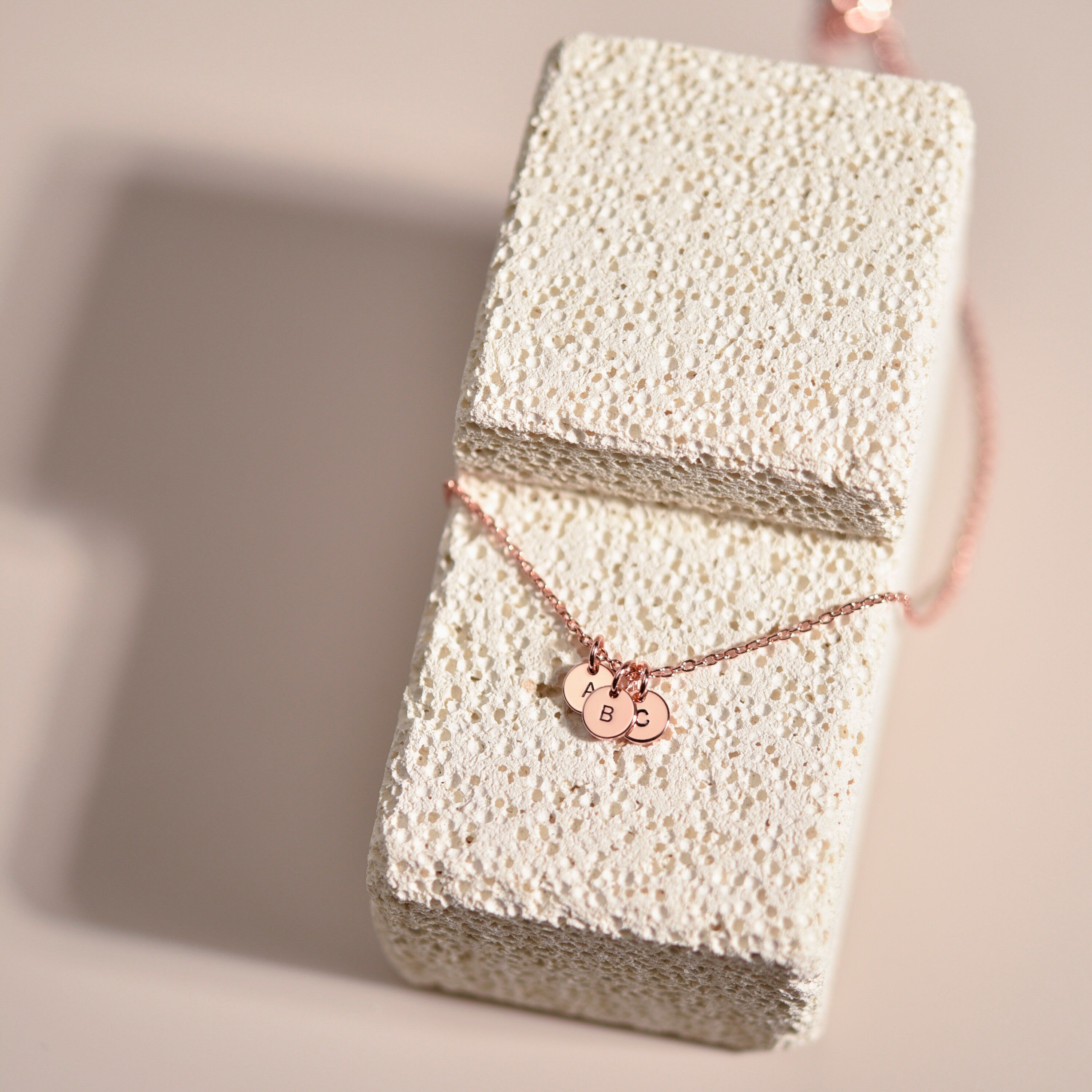 Triple Initial Disk Necklace