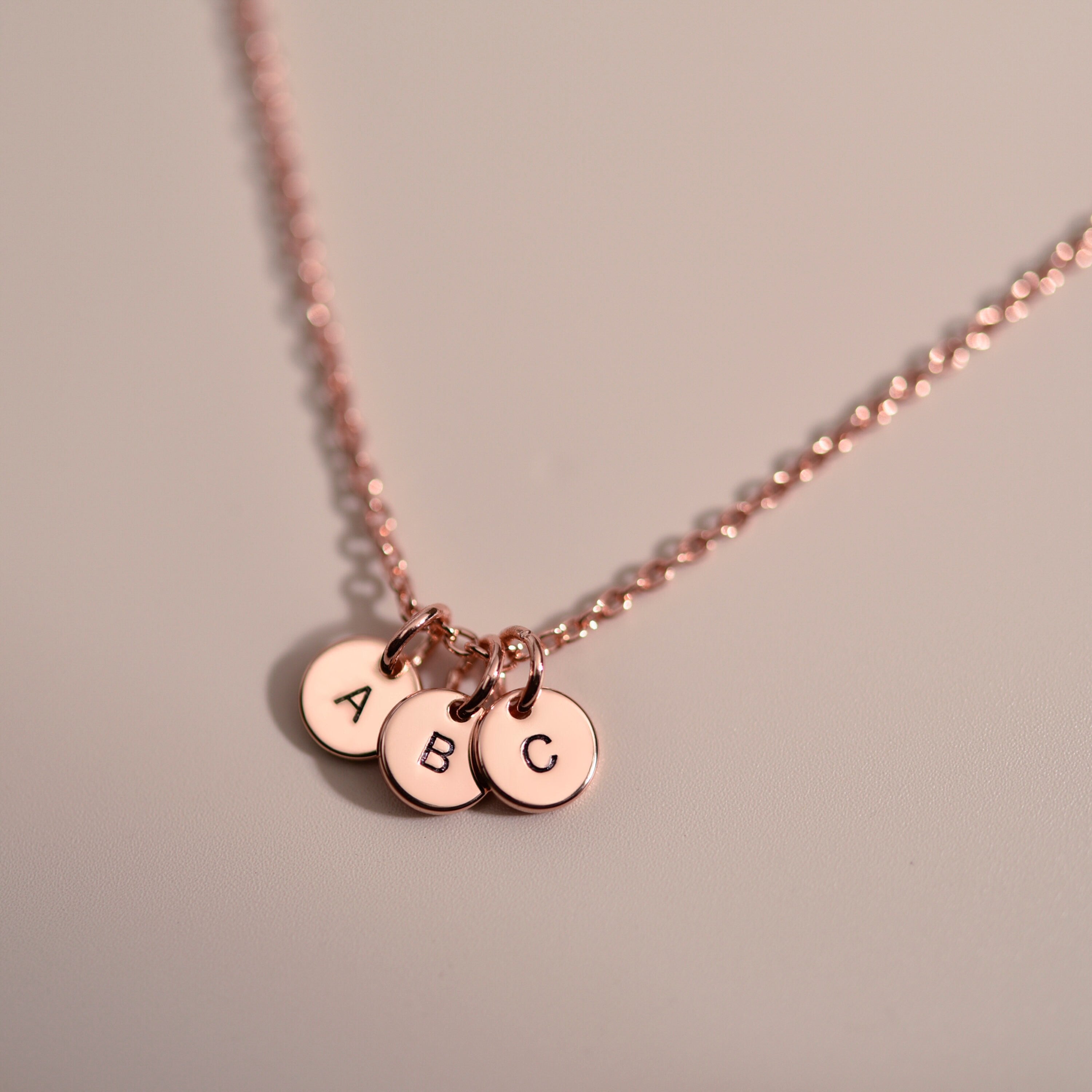 Triple Initial Disk Necklace