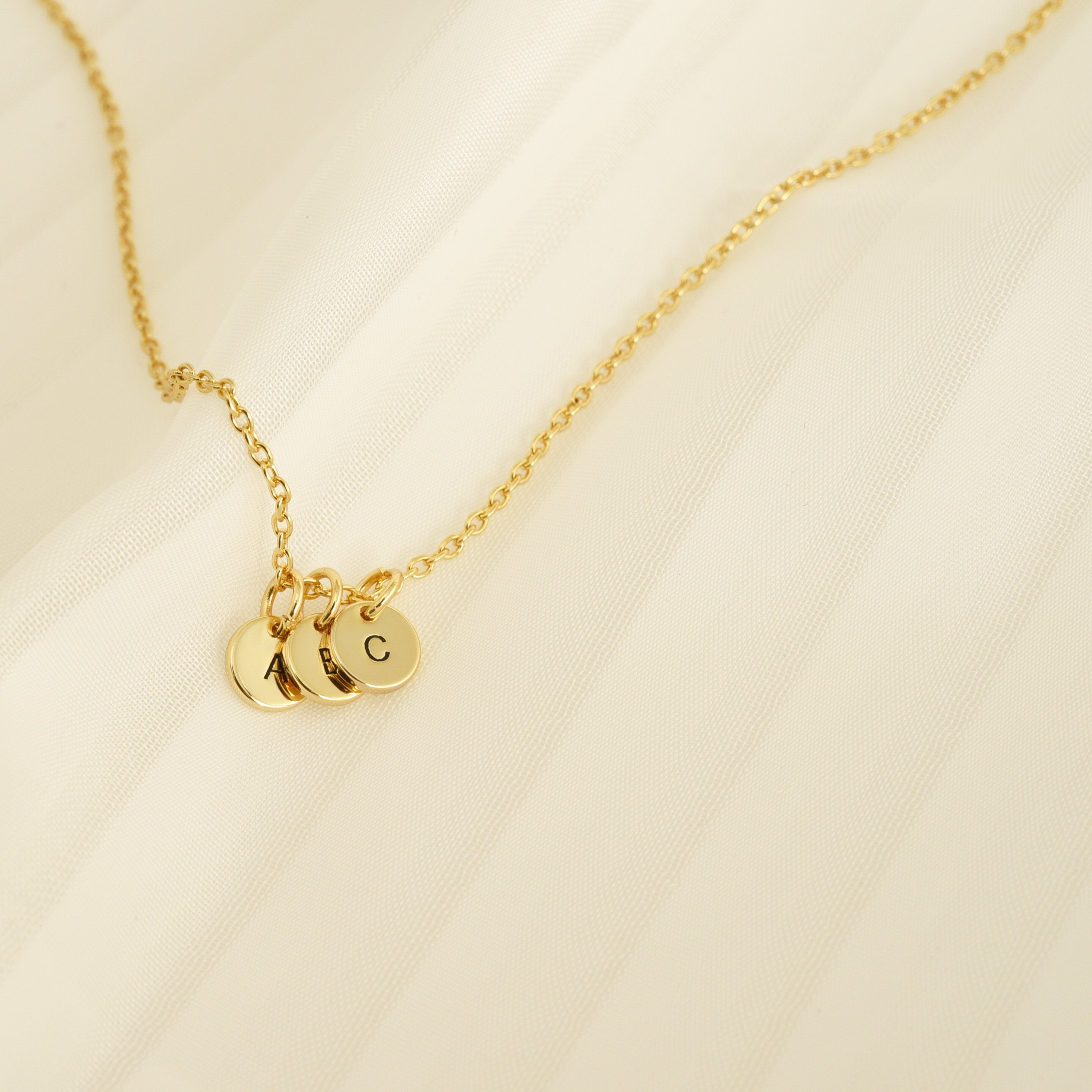 Triple Initial Disk Necklace