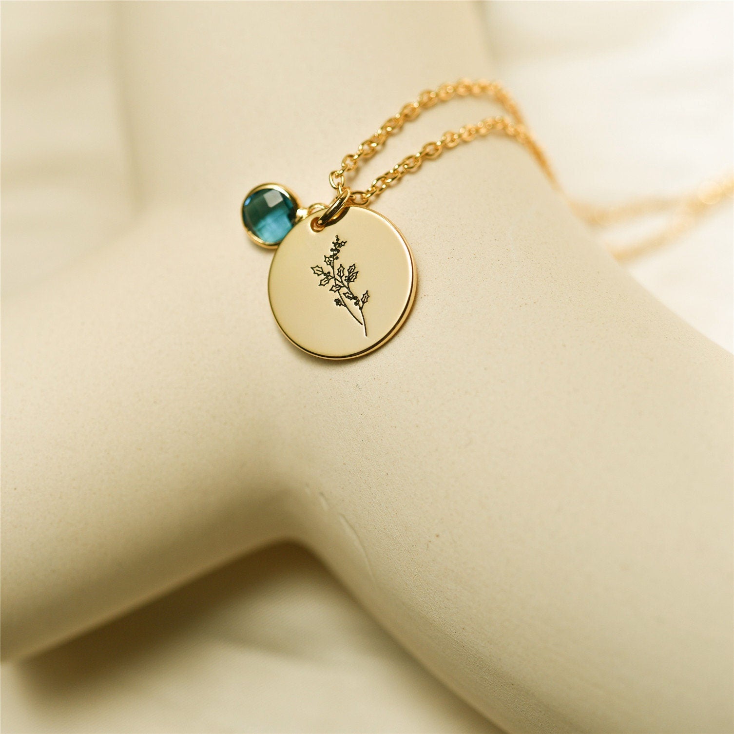 Birth Stone Necklace, Birth Flower Necklace, Personalized necklace, Birthday Gift, Anniversary Gift, Graduation Gift, Gift Ideas, sm-0007