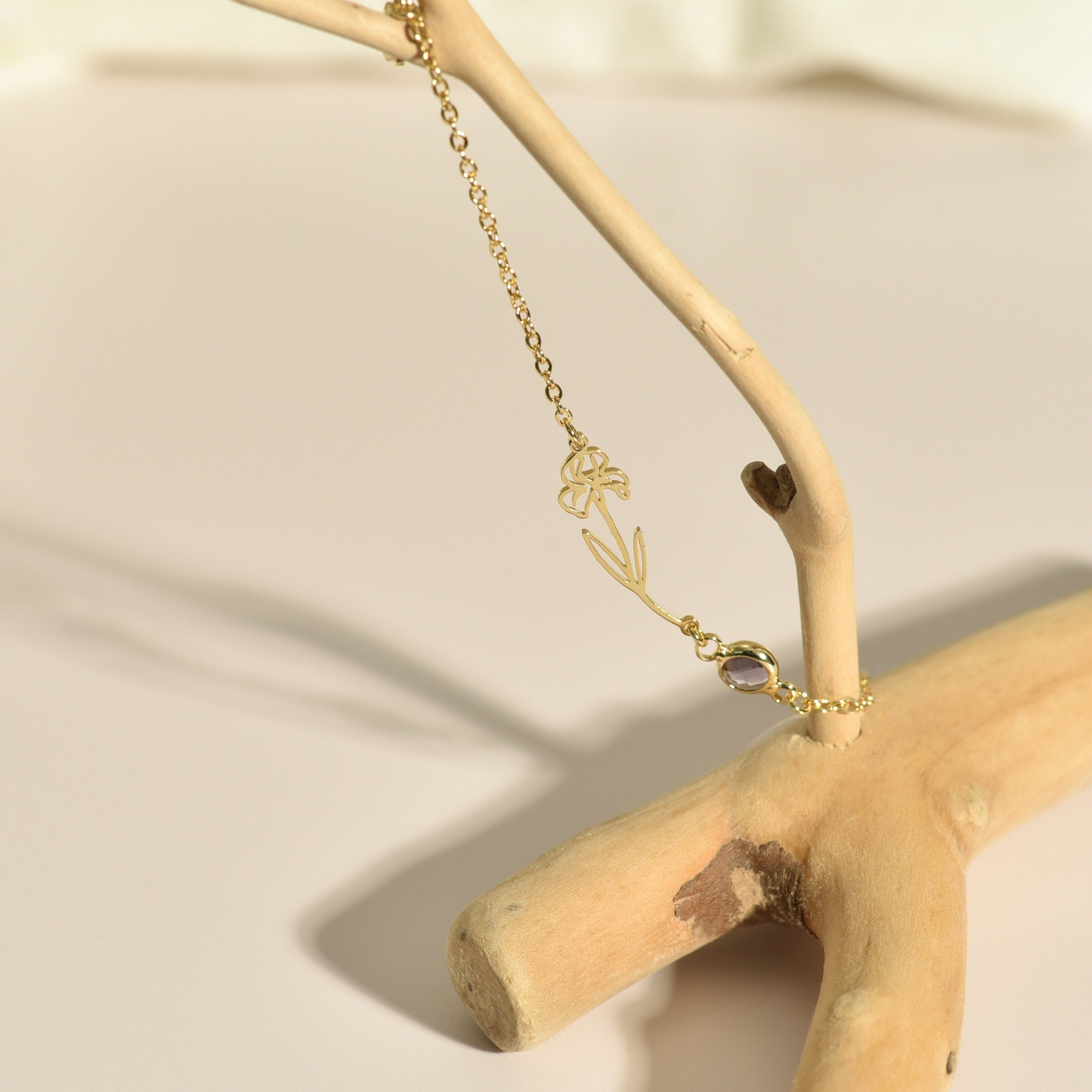 Personalized Birthflower Bracelet, Birthstone Bracelet