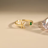 Personalized Initial Ring, Birth Stone Ring
