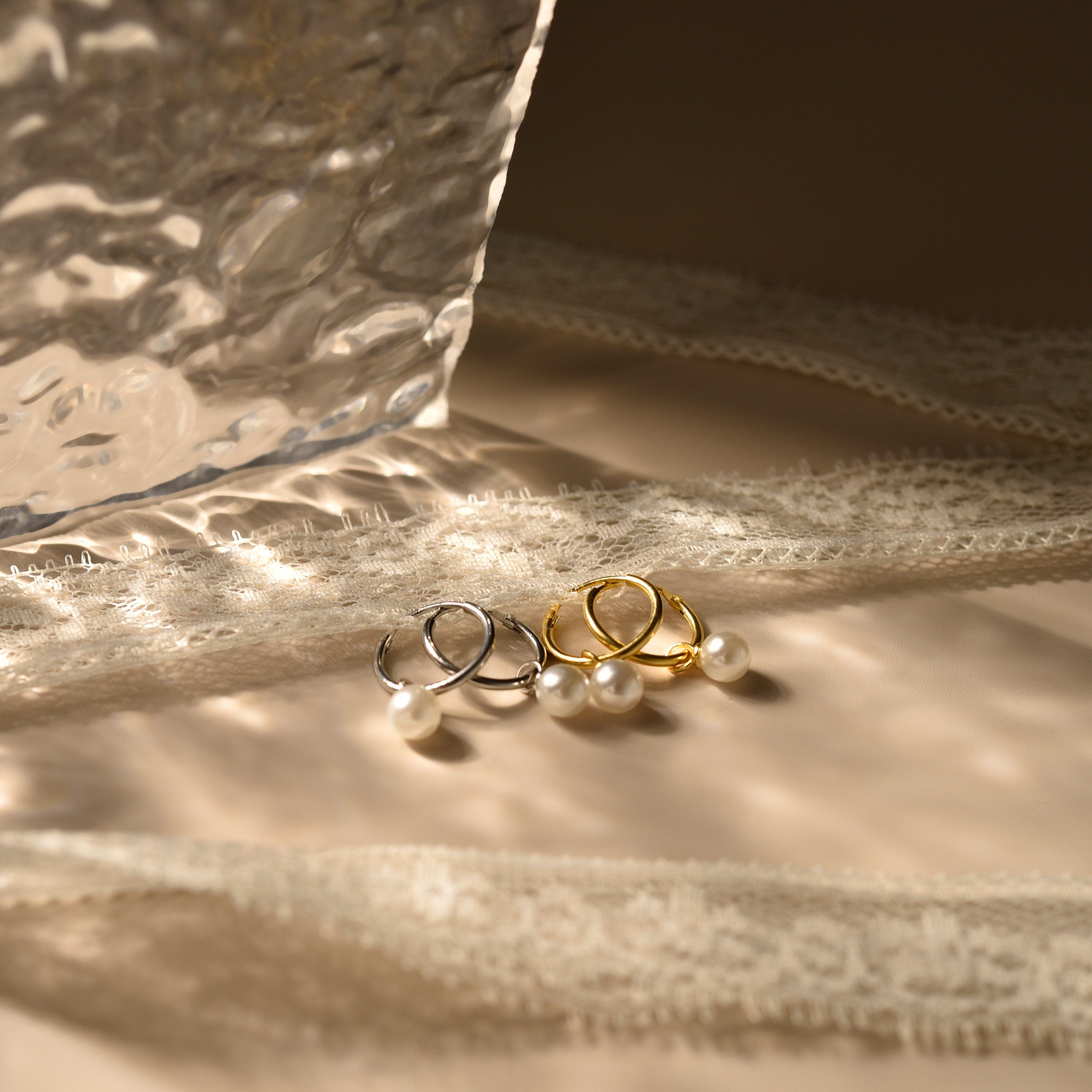 Hoop Earrings, Pearl Drop Silver Earrings, Huggie Earrings, Gifts for Girlfriend, Wedding Gifts, Anniversary Gifts, Birthday Gifts, K0006