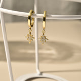 Gold Star Drop Huggie Earrings