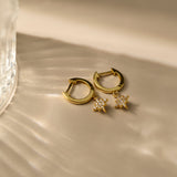 Gold Star Drop Huggie Earrings