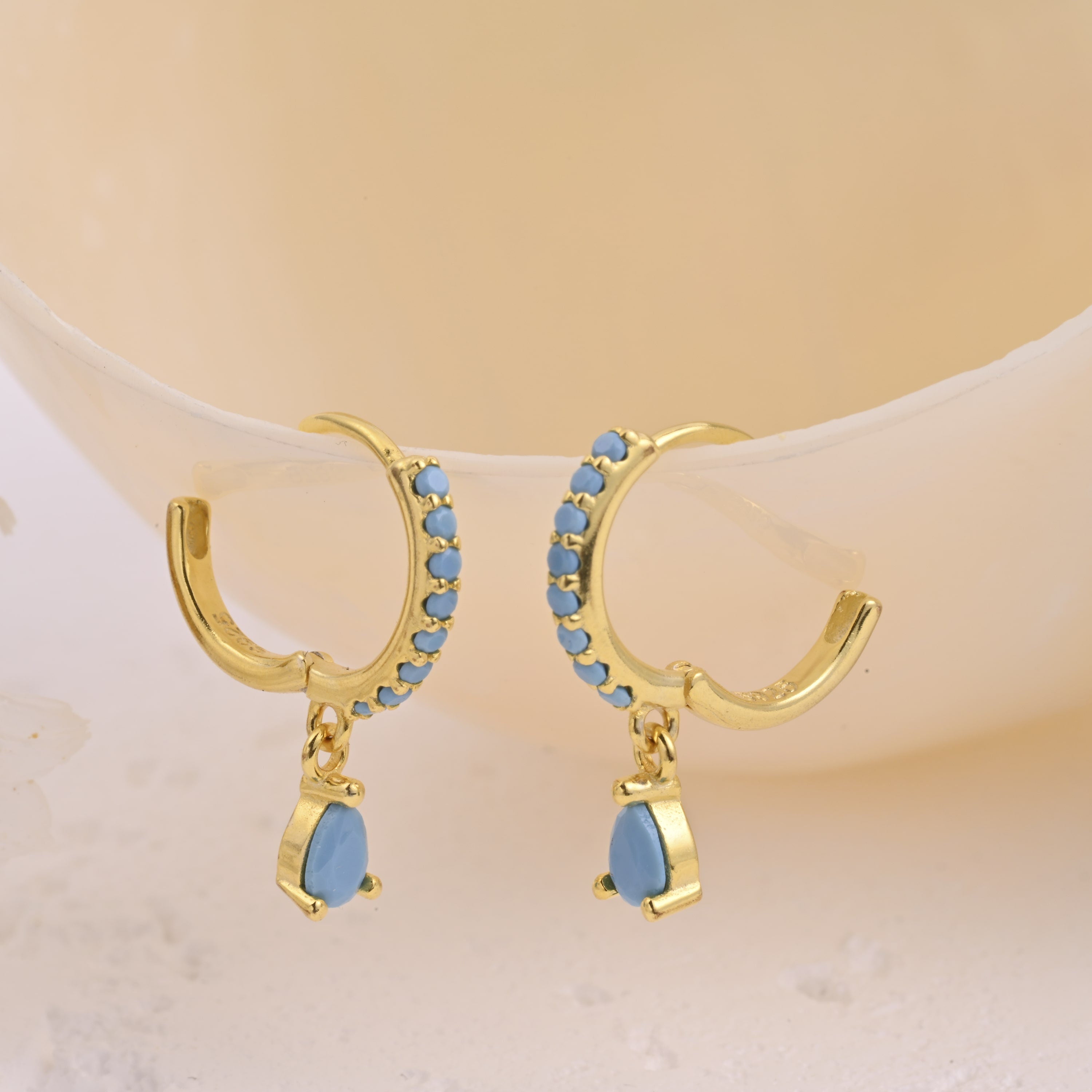 Turquoise Huggie Drop Earrings