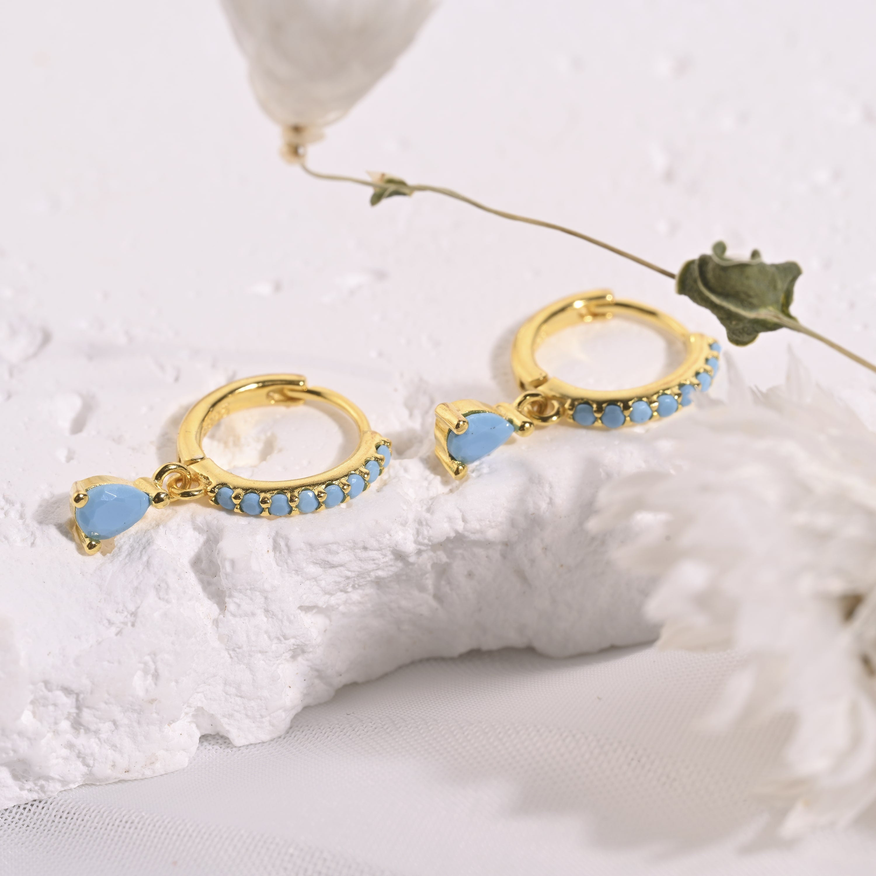 Turquoise Huggie Drop Earrings