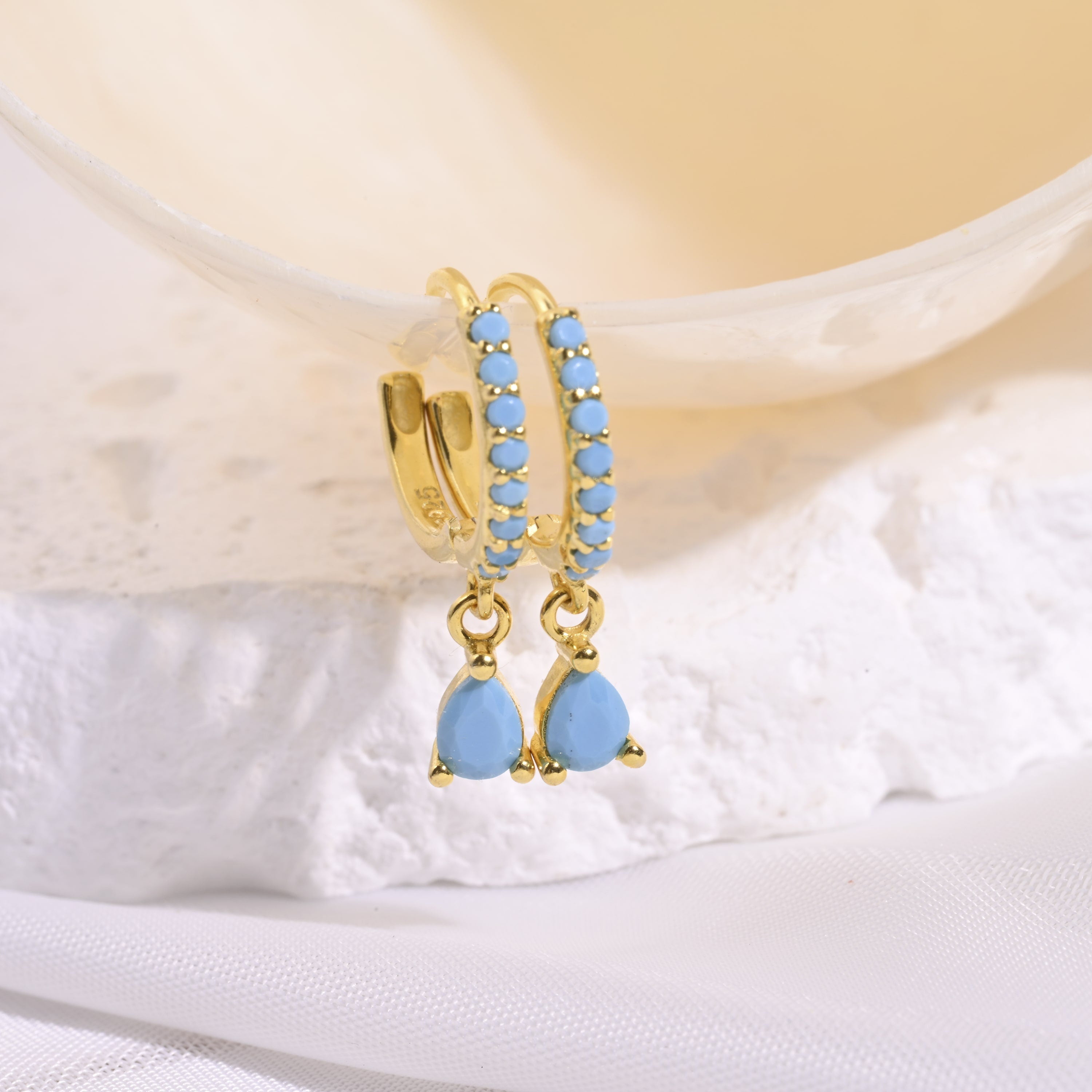 Turquoise Huggie Drop Earrings