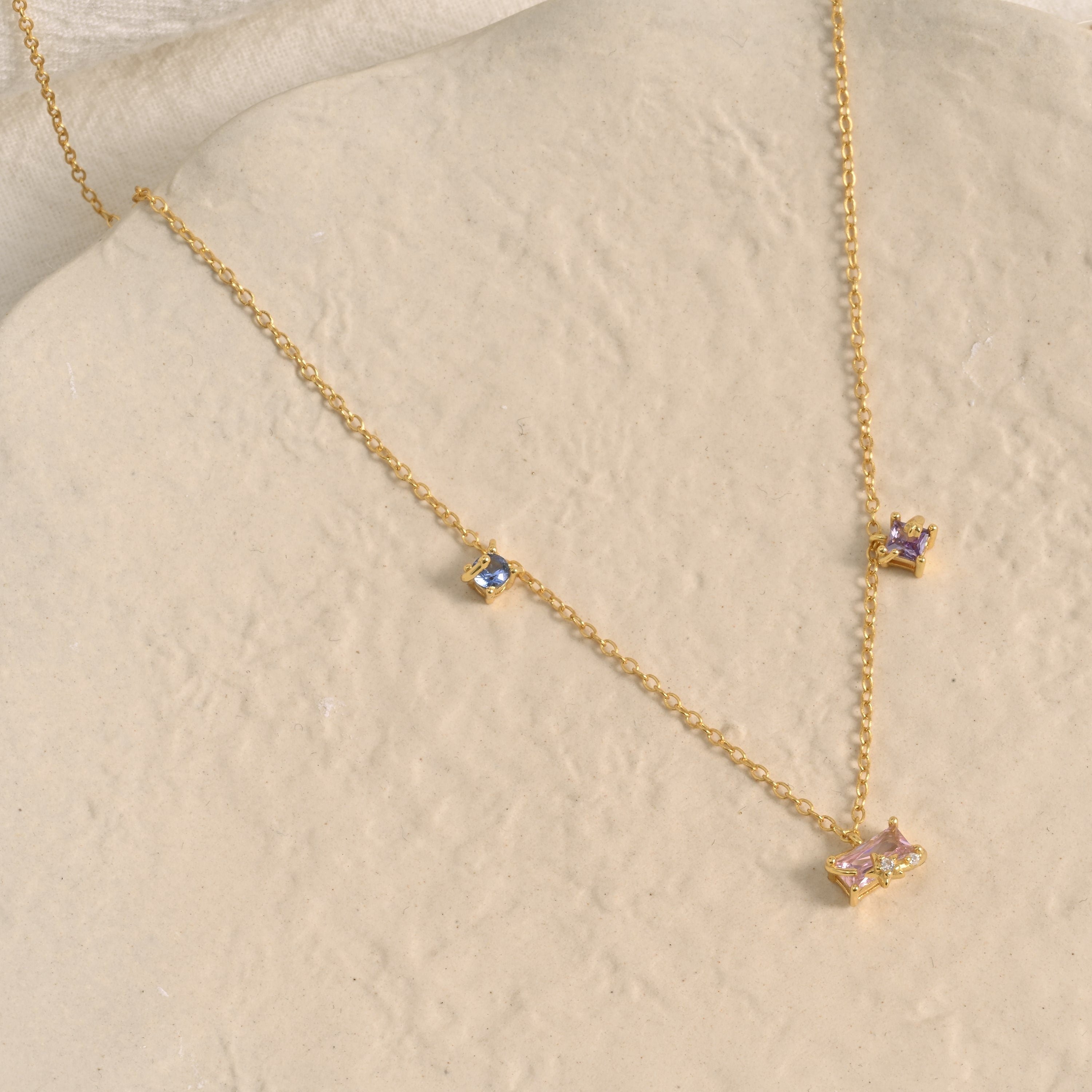 Candy Starry Sky Diamond Station Necklace, Zircon Clavicle Necklace, perfect Gift for Bridesmaid, Wedding Gift, K0027