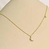 Crescent Moon Necklace, Celestial Jewelry, Diamond Necklace, Wedding Gift, Gifts for Best Friend, K0033