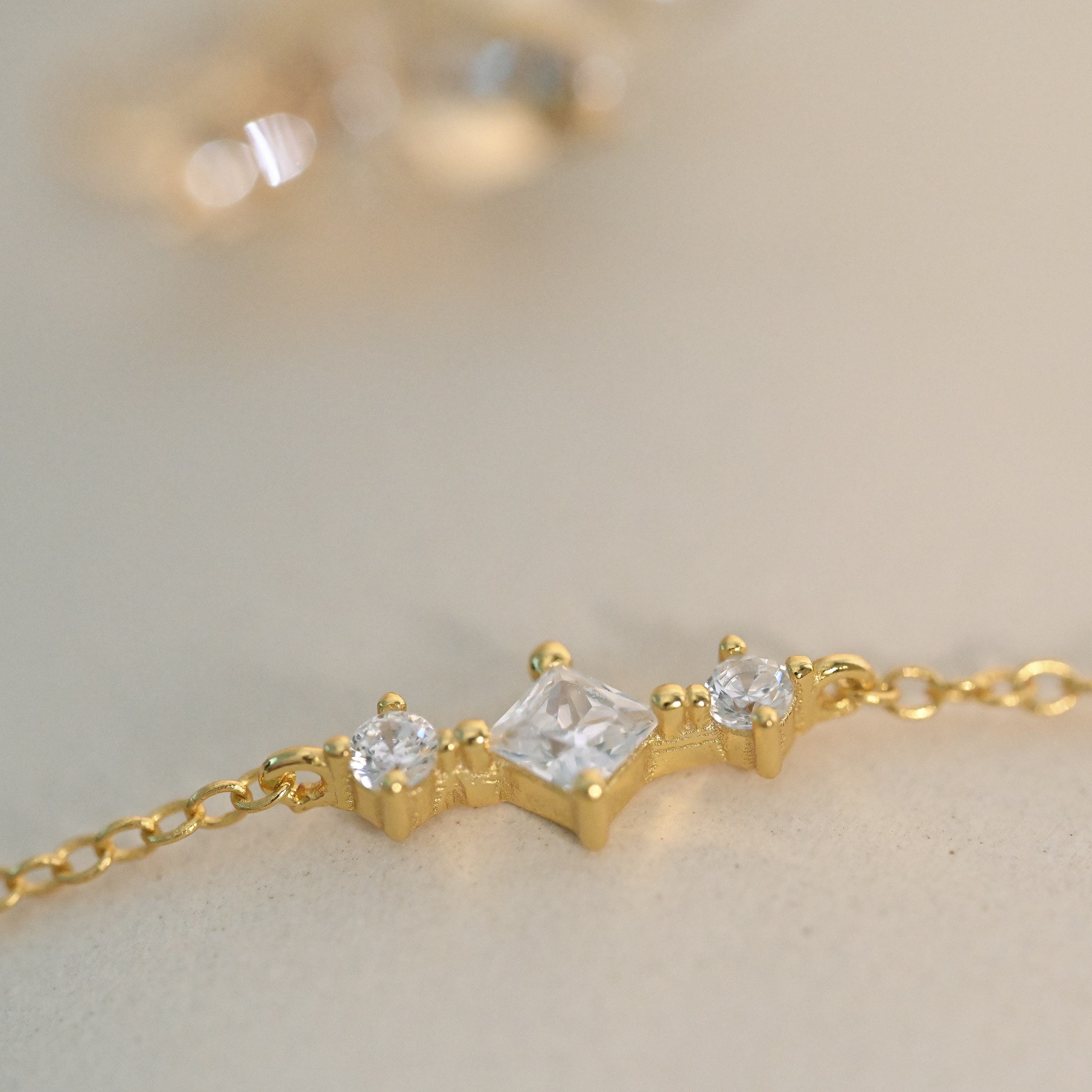 Gold CZ Station Necklace