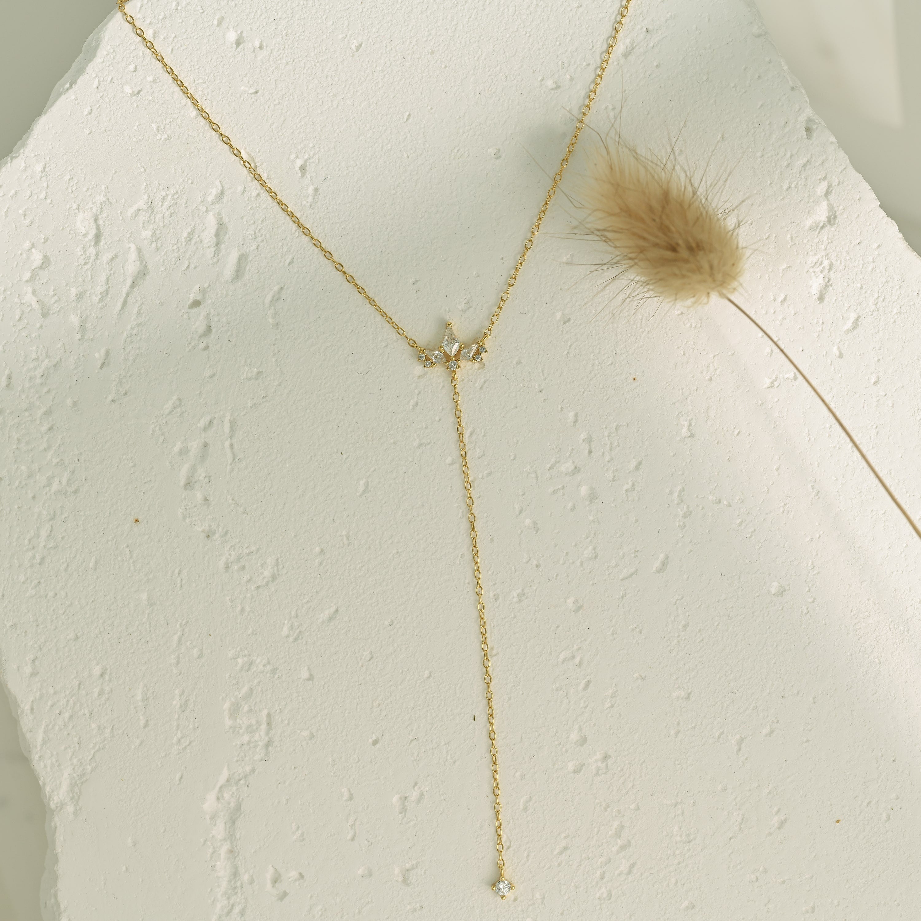 Diamond Lariat Necklace, Layering Y Necklace
