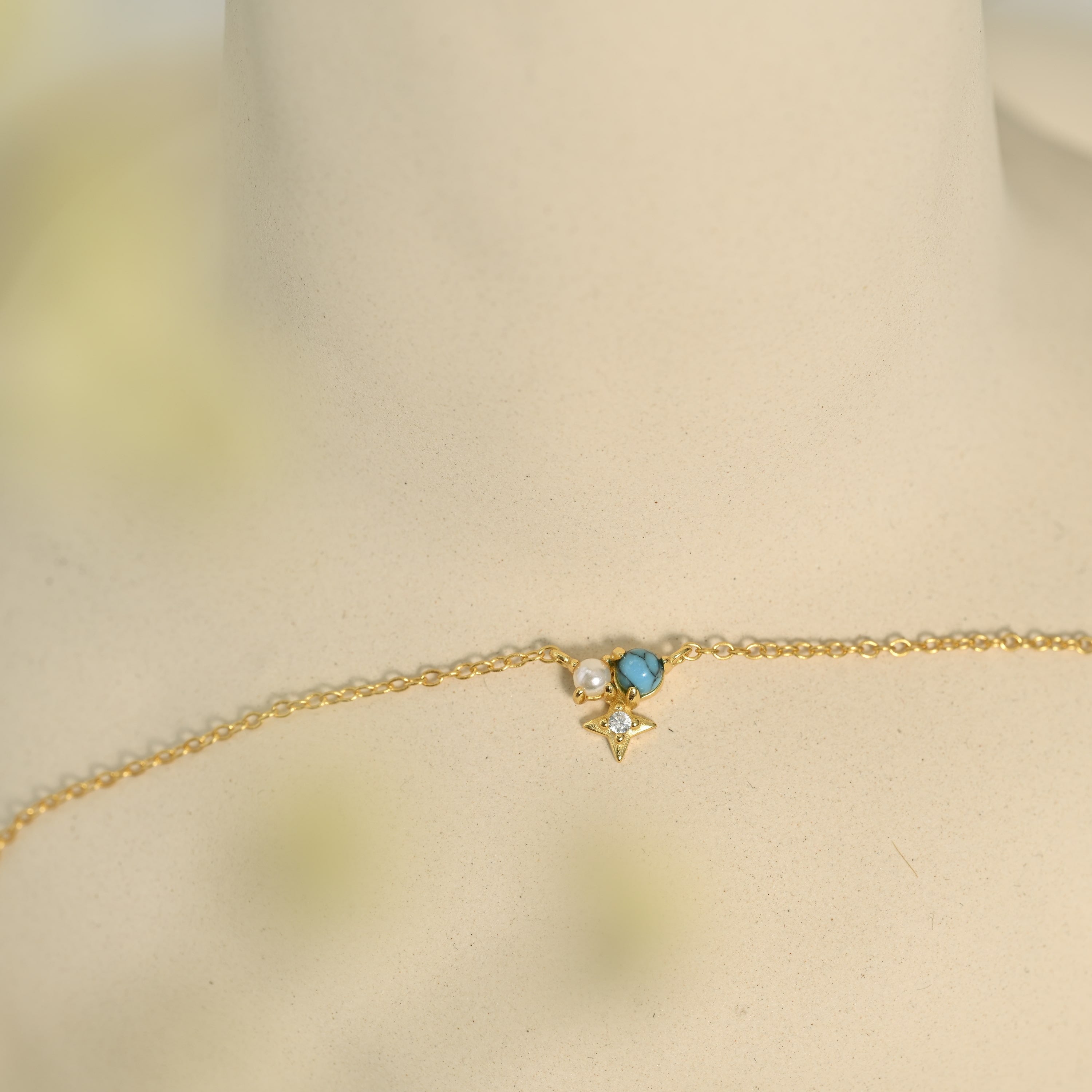 Turquoise Necklace, Gemstone Star Pendant Necklace, Pearl Charm Necklace, Birthday Gifts, Gifts for Her, Graduation Gifts, K0047