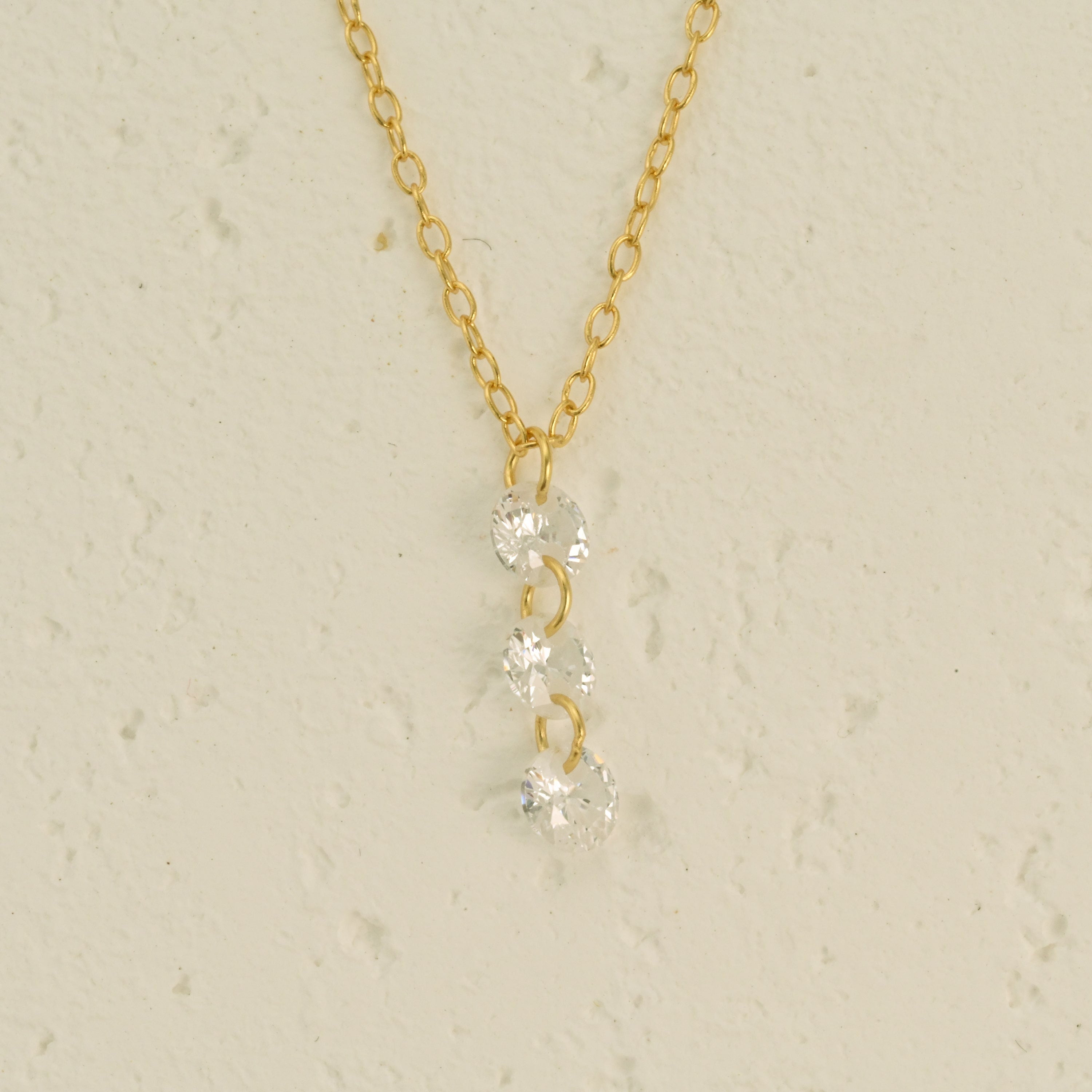 Dainty Three Stone Drop Necklace