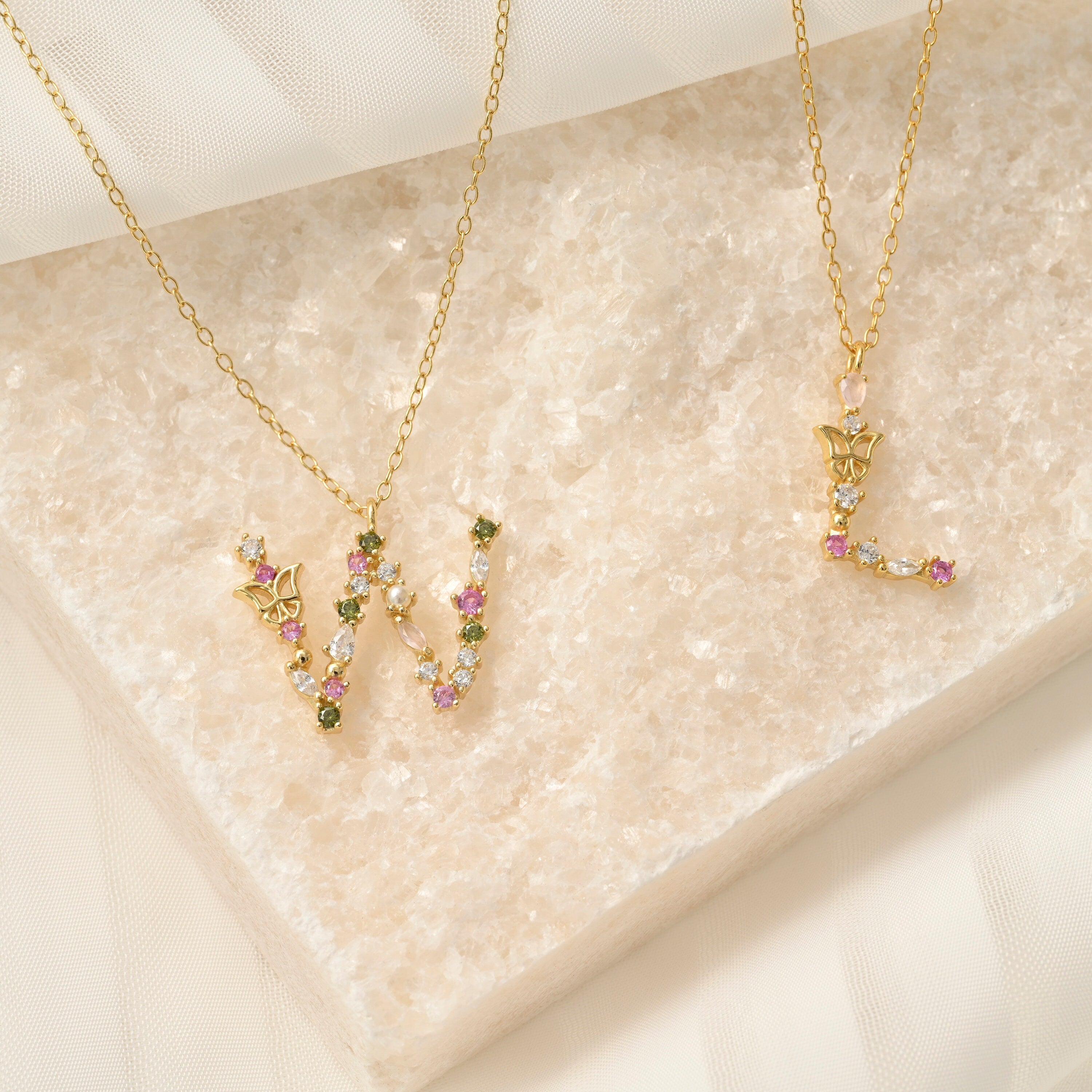 Colorful Zircon Letter Necklace