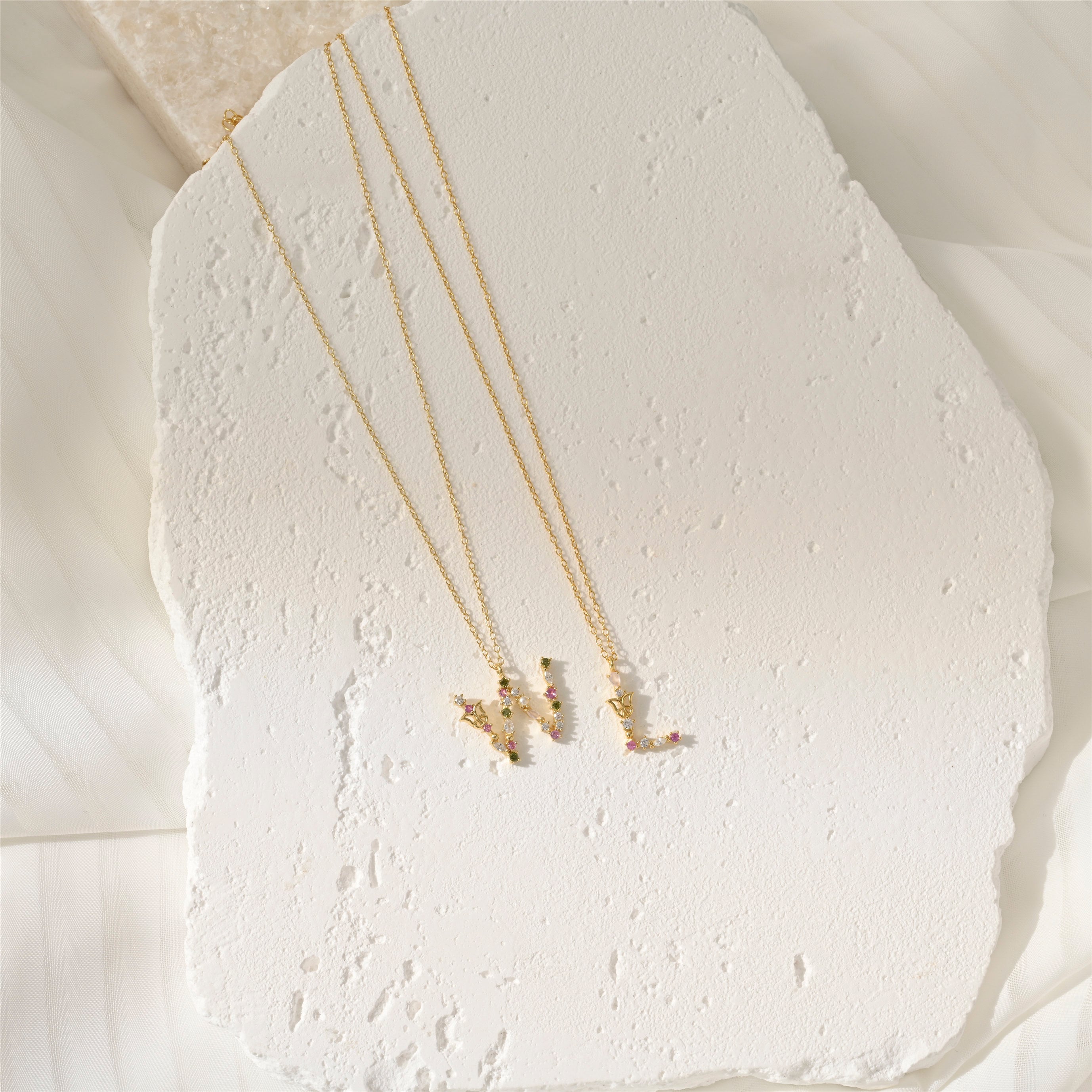 Colorful Zircon Letter Necklace