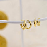 14k Gold Simple Hoop Earrings, Dainty Huggie Hoops, Minimalist Patterned Earrings, Gift For Her, K0017