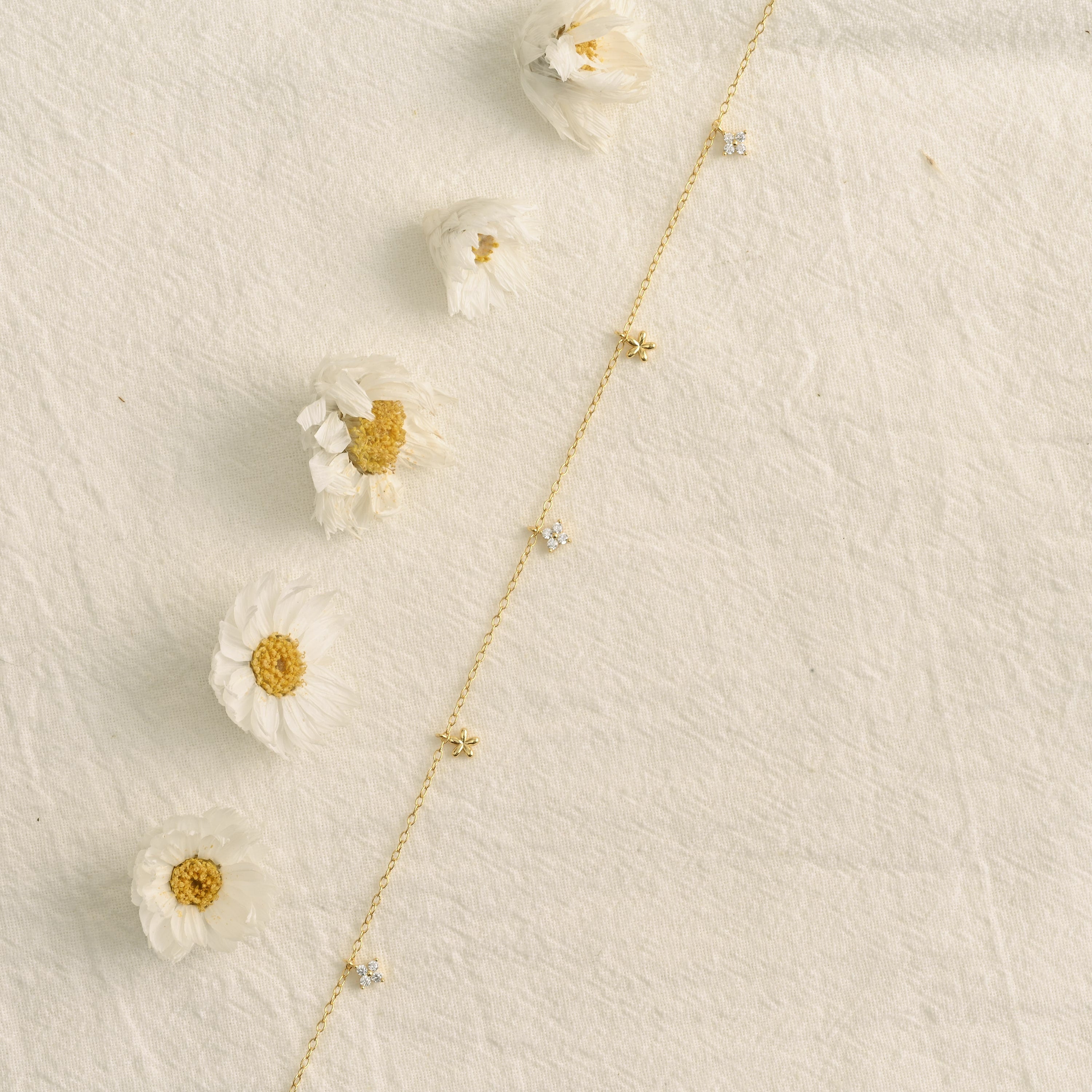 Diamond Station Flower Necklace