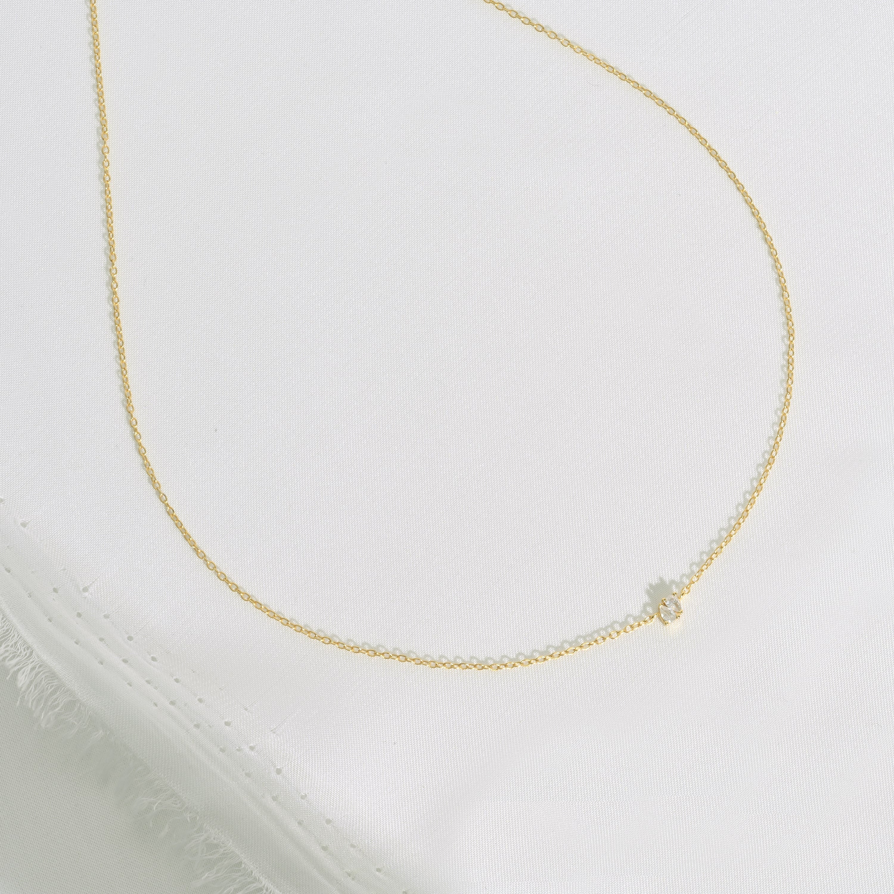 Water Drop Necklace, Teardrop CZ Necklace