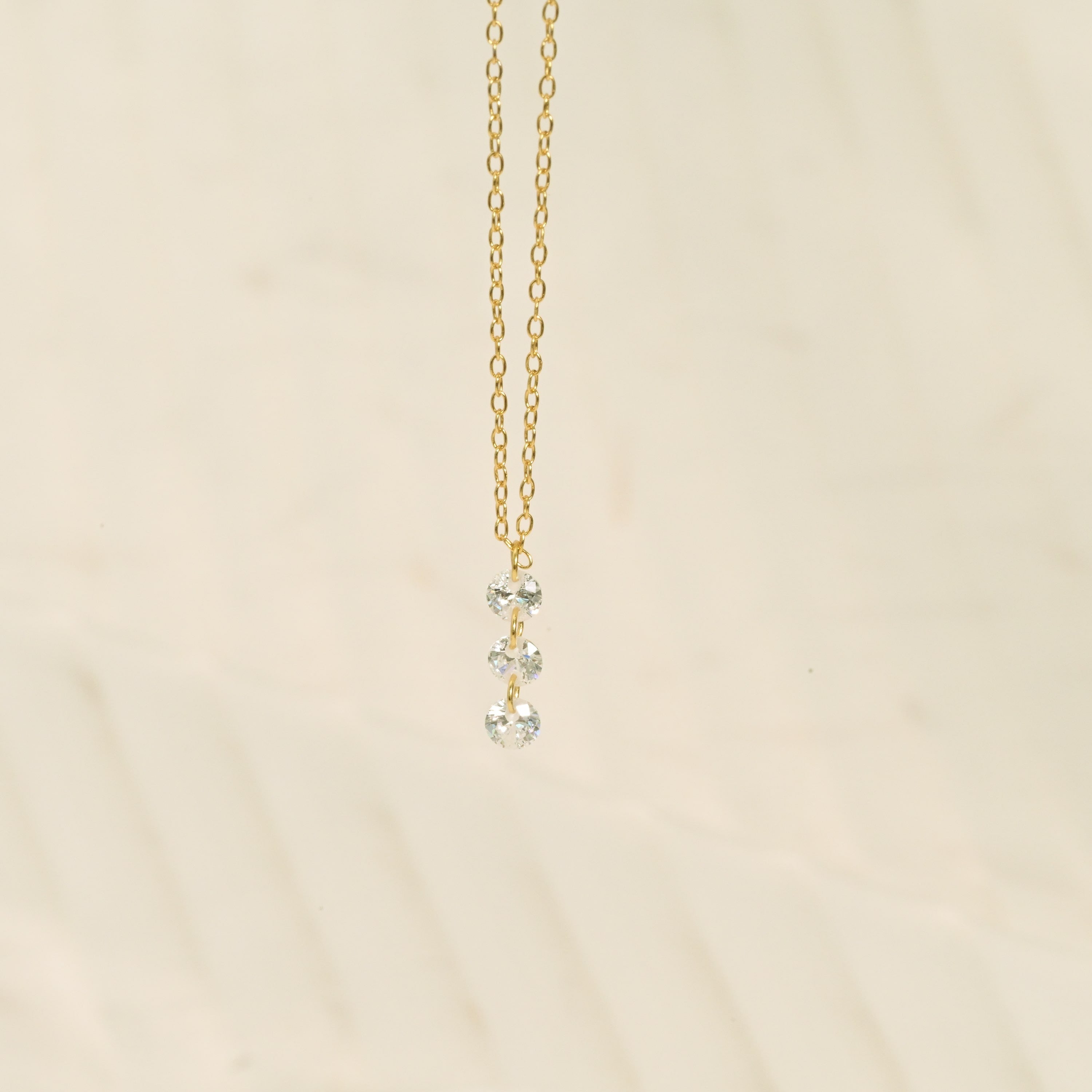 Dainty Three Stone Drop Necklace