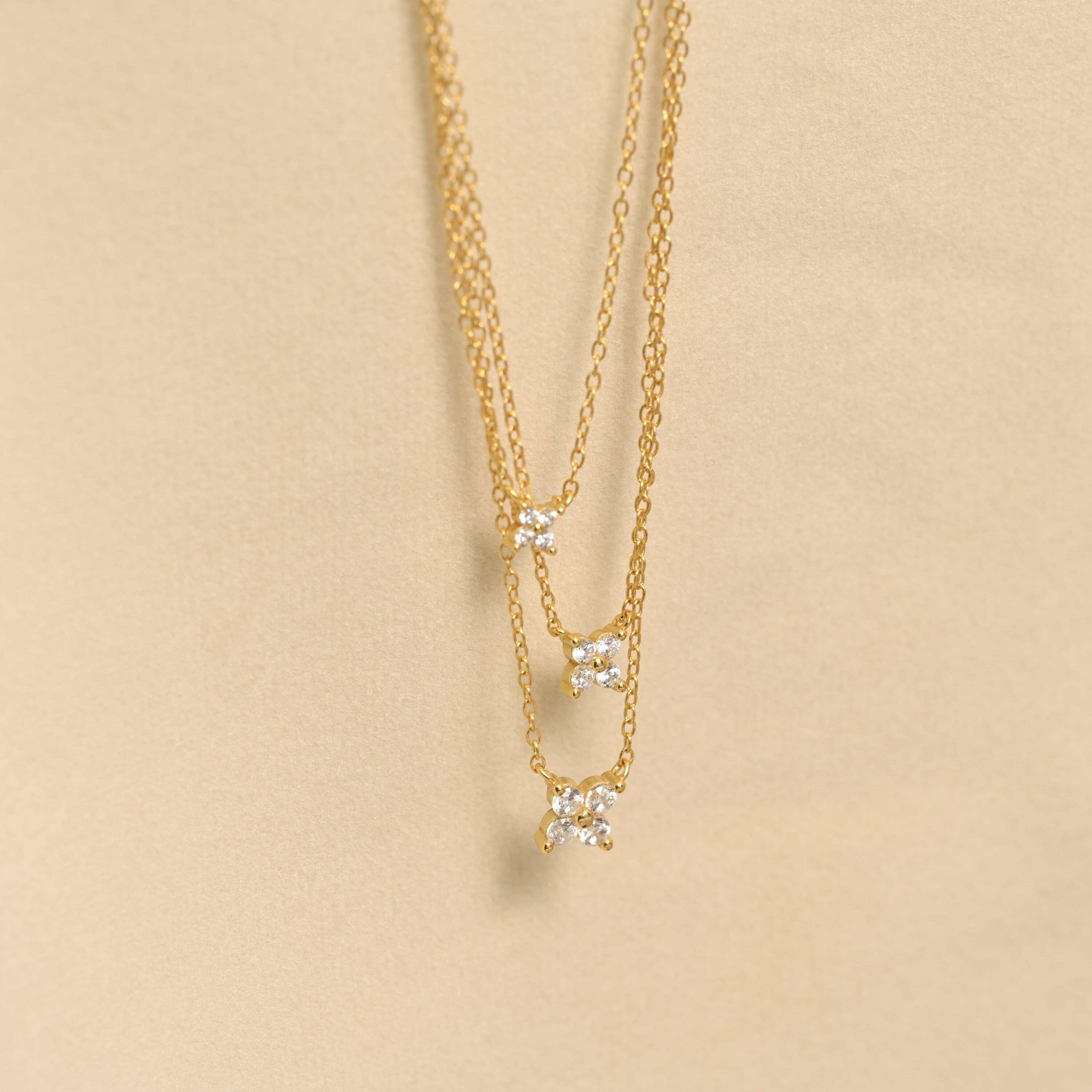 Triple Layered Flower Necklace