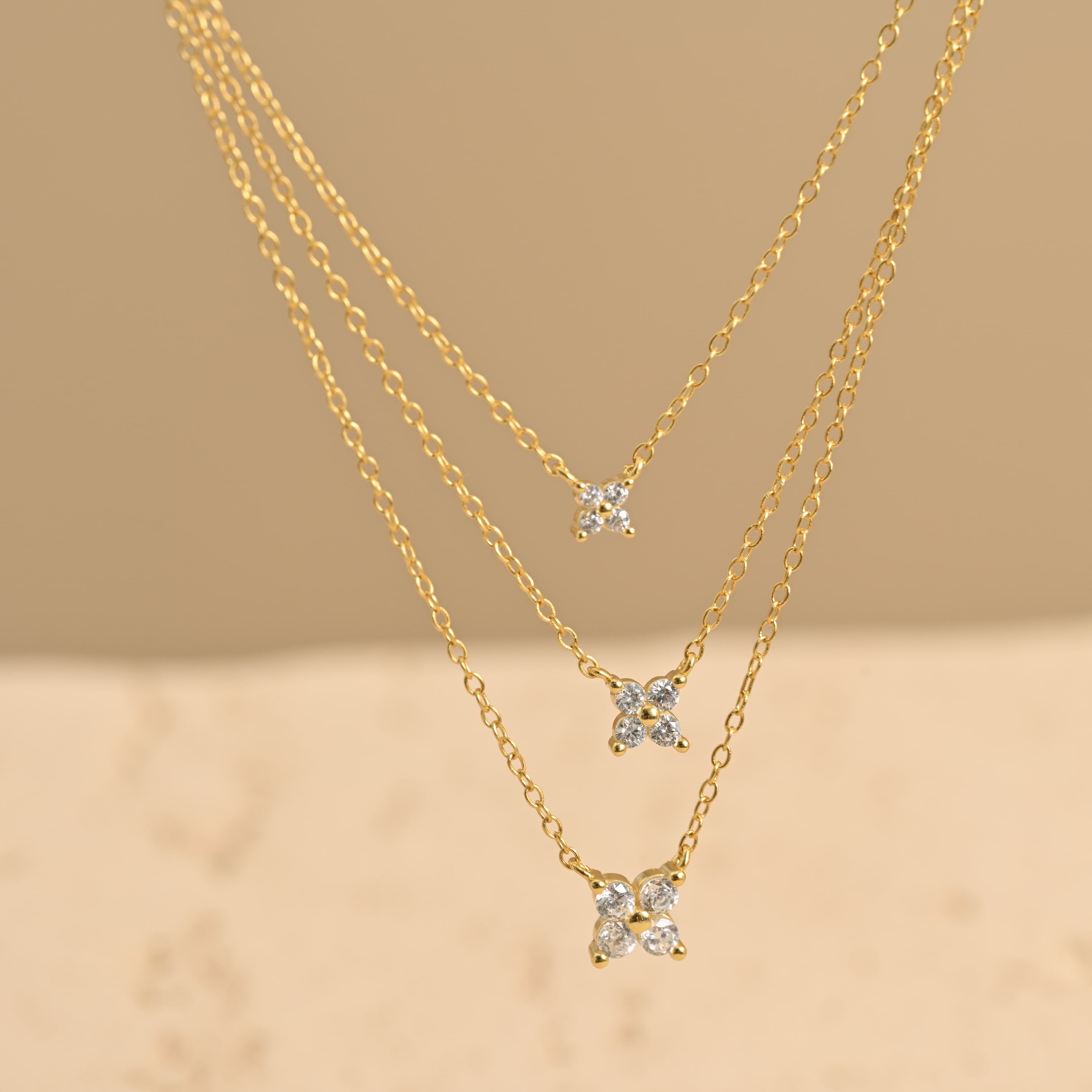 Triple Layered Flower Necklace