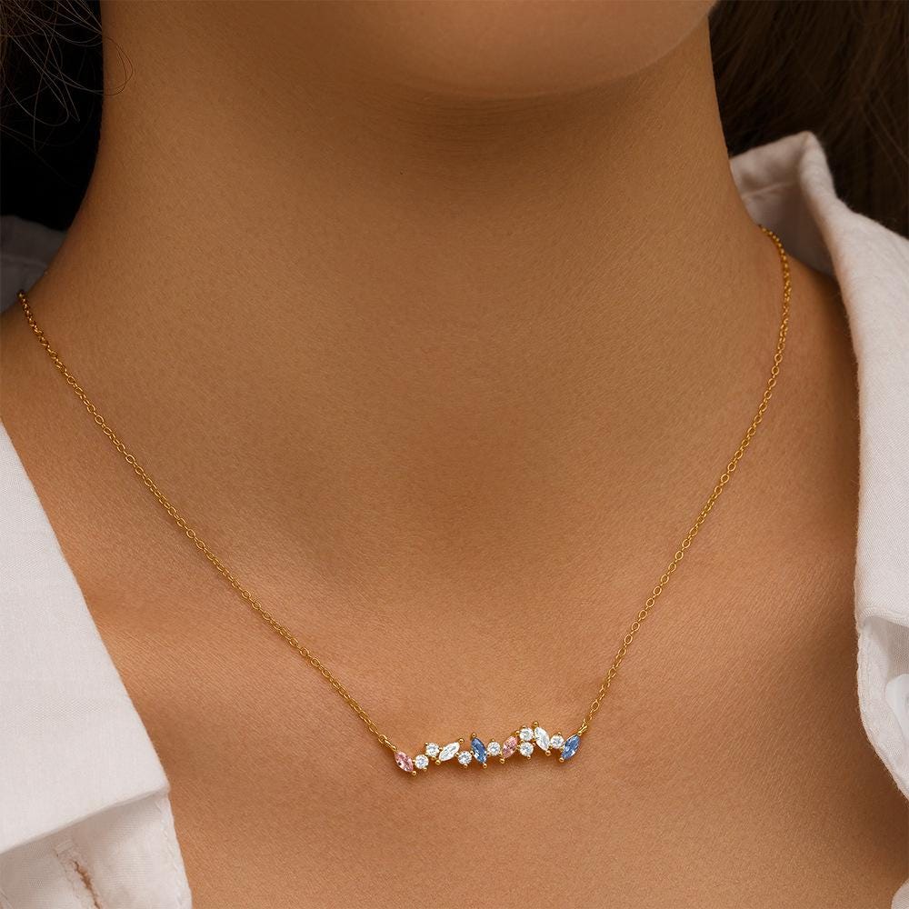 Dainty Multicolor CZ Bar Necklace