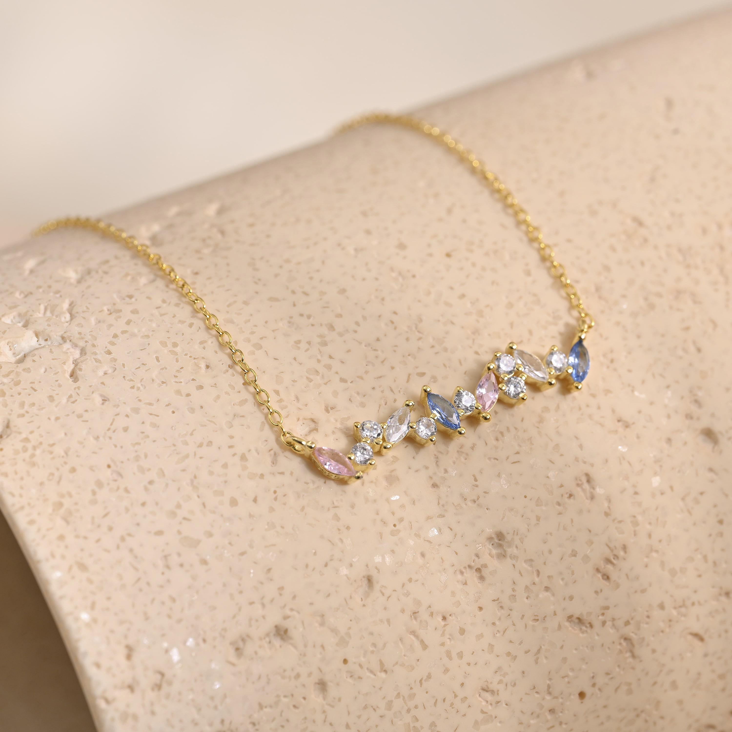 Dainty Multicolor CZ Bar Necklace