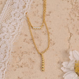 Diamond Bar Gold V Drop Necklace