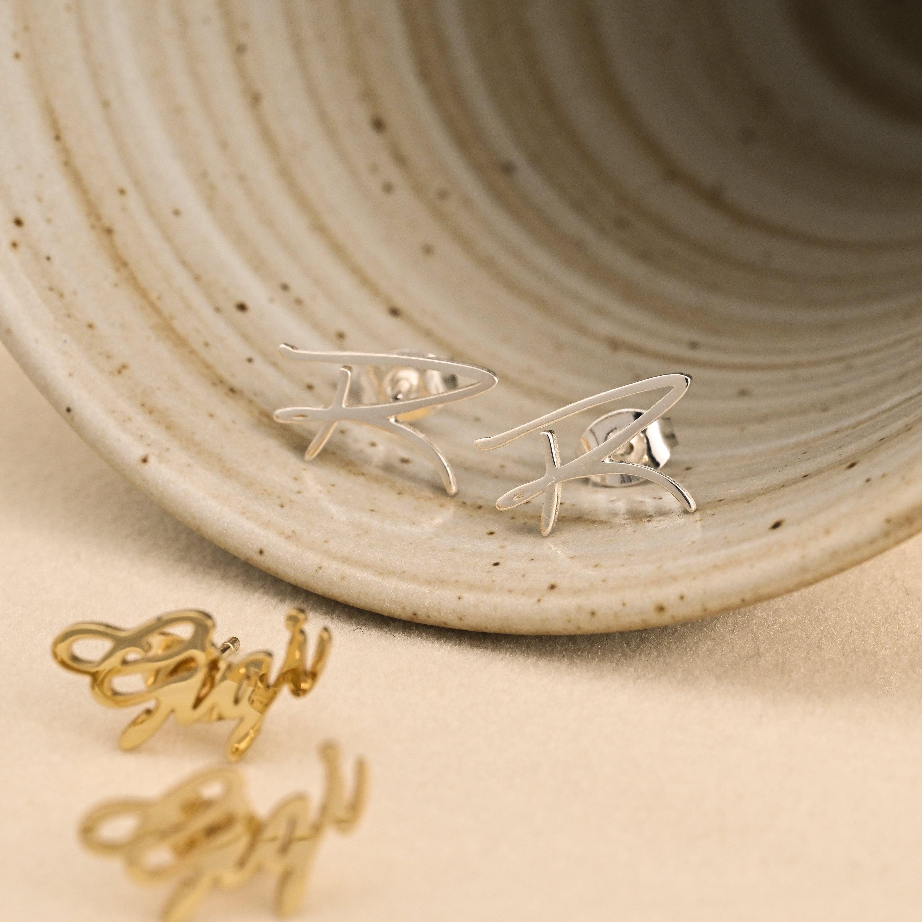 Personalized Handwriting Stud Earrings