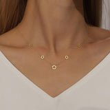 Clove Five Leaf Gold Necklace, Station Necklace, Charm Necklace, Birthday Gifts, Gifts for Mom, Anniversary Gifts, Wedding Gifts, K0068