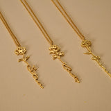 Birth Flower Name Necklace, Personalized necklace, Floral Name Necklace, Gift for her, Wedding Gift, Birthday Gift, sm-0011