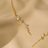 Birth Flower Name Necklace, Personalized necklace, Floral Name Necklace, Gift for her, Wedding Gift, Birthday Gift, sm-0011