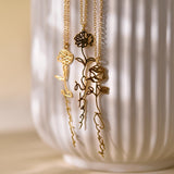 Birth Flower Name Necklace, Personalized necklace, Floral Name Necklace, Gift for her, Wedding Gift, Birthday Gift, sm-0011