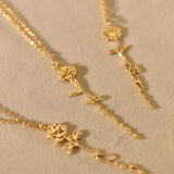 Birth Flower Name Necklace, Personalized necklace, Floral Name Necklace, Gift for her, Wedding Gift, Birthday Gift, sm-0011