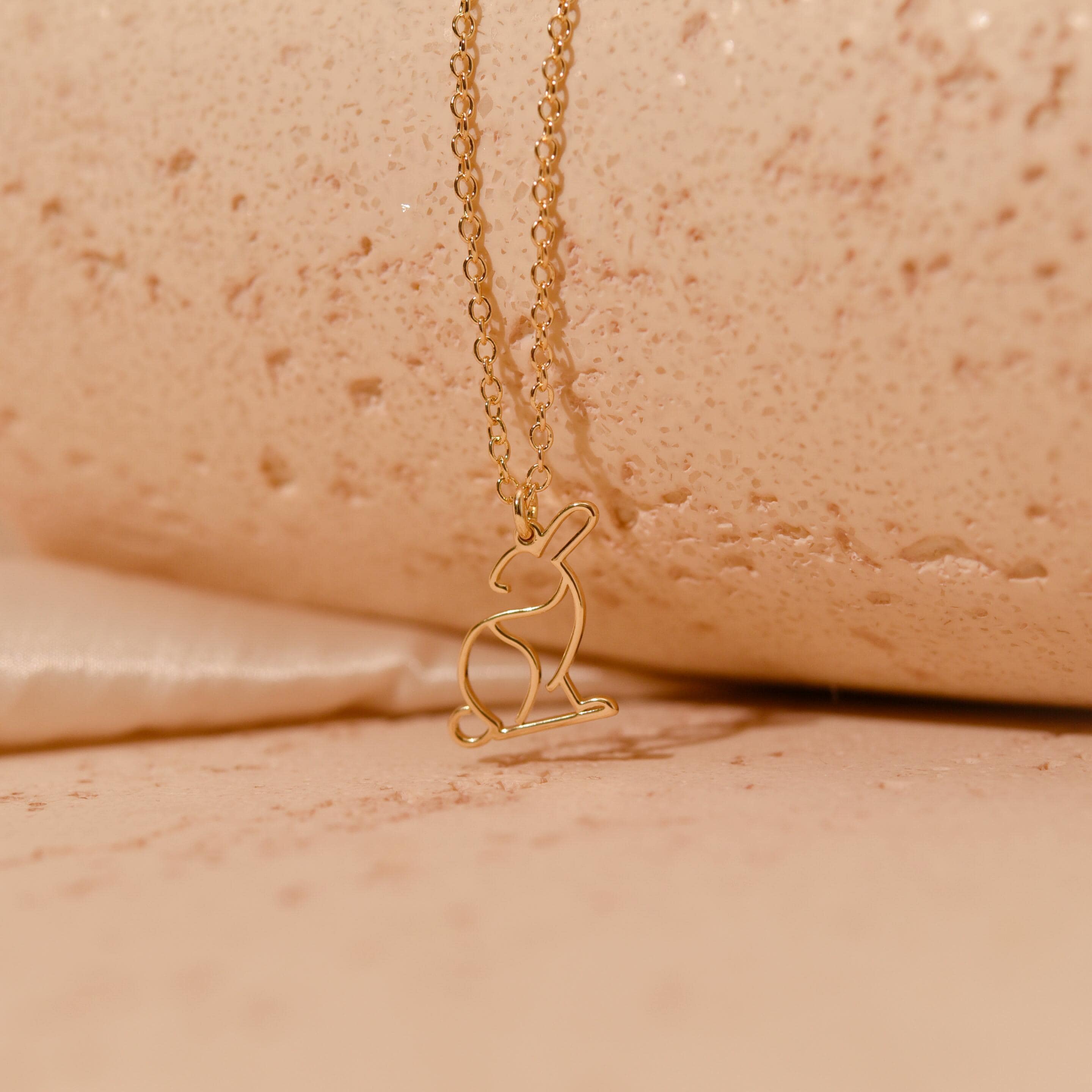 Bunny Pendant Necklace, Rabbit Necklace, Wedding Necklace, Gold Dipped Minimalist Jewelry, Easter Necklace, Friend Gift, GS0034