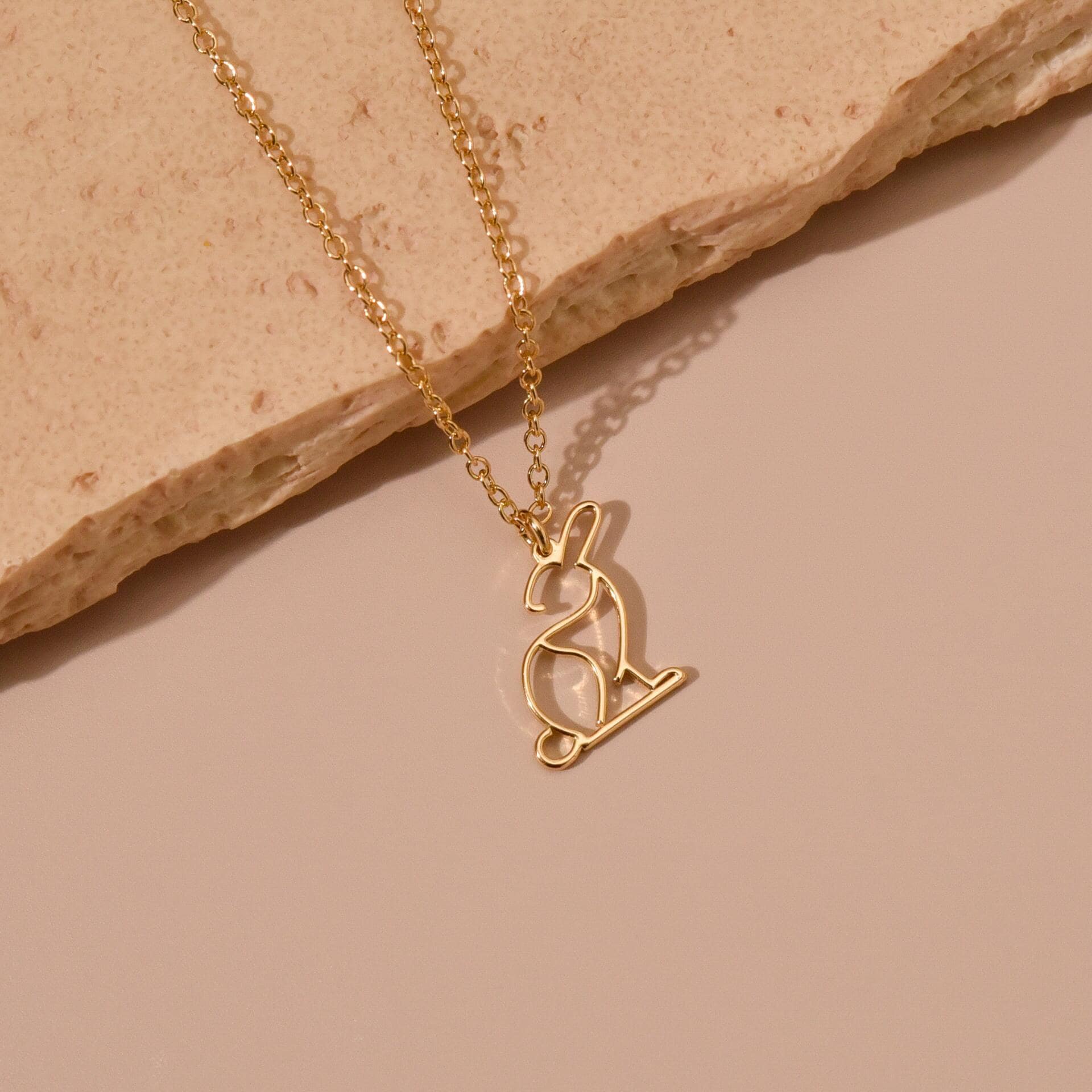 Bunny Pendant Necklace, Rabbit Necklace, Wedding Necklace, Gold Dipped Minimalist Jewelry, Easter Necklace, Friend Gift, GS0034