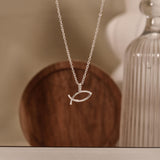 Christian Fish Necklace, Ichthus Necklace, Christian Jewelry, Religious Necklace, Daughter Gift, Gifts for Mom, Best Friend Gift, GS0040
