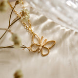 18K Gold Butterfly Necklace, Dainty Butterfly Pendant Necklace, Minimalist Butterfly Necklace, Mothers day Gifts, Bridesmaid Gift, GS0042