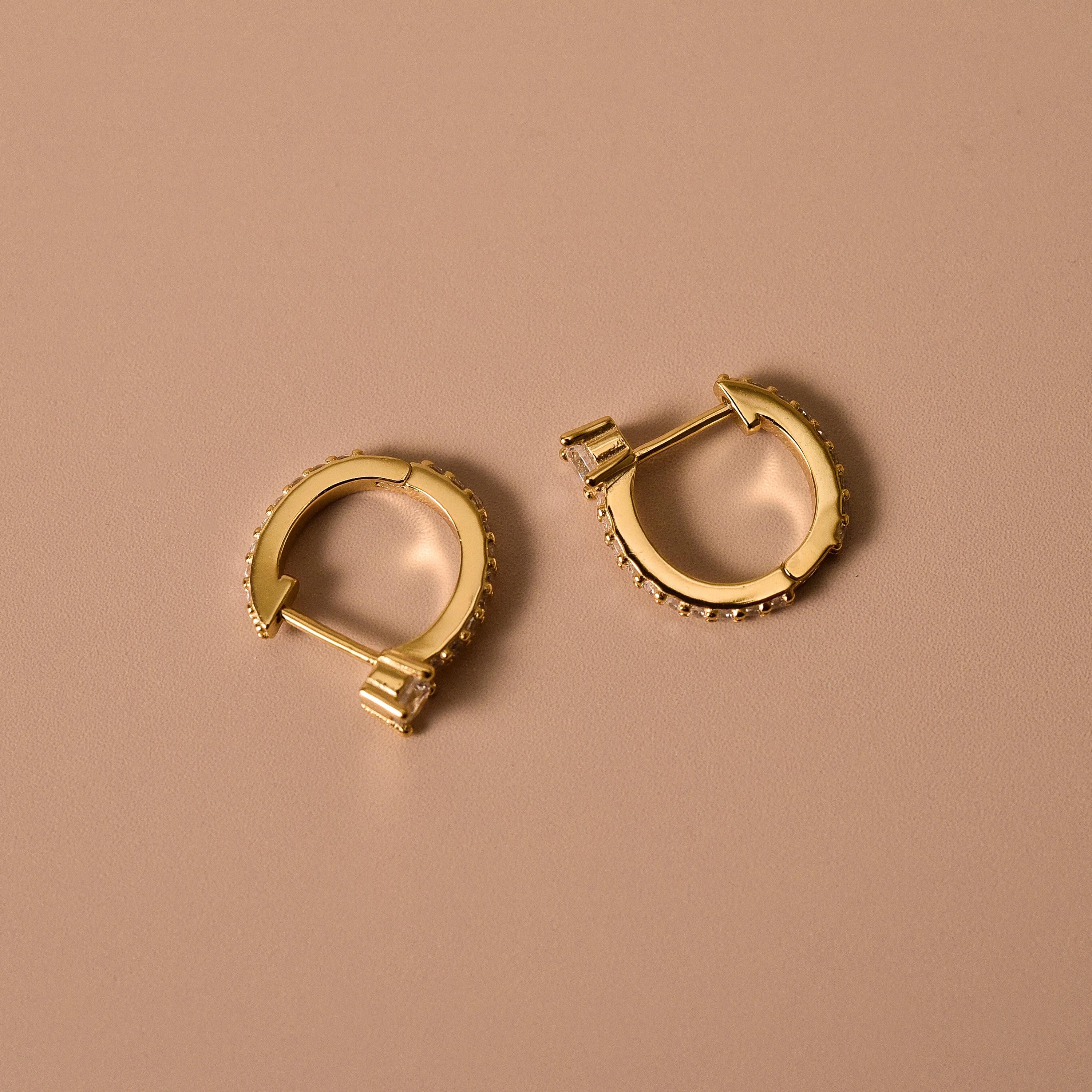 Pave Hoop Earrings, Dainty Diamond Earrings