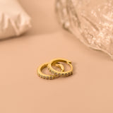 18K Gold Hoop Earrings, Huggie Earrings, Diamond Huggies, Wedding Gift, Gift for Her, Gift for Mom, Birthday Gifts, K0077