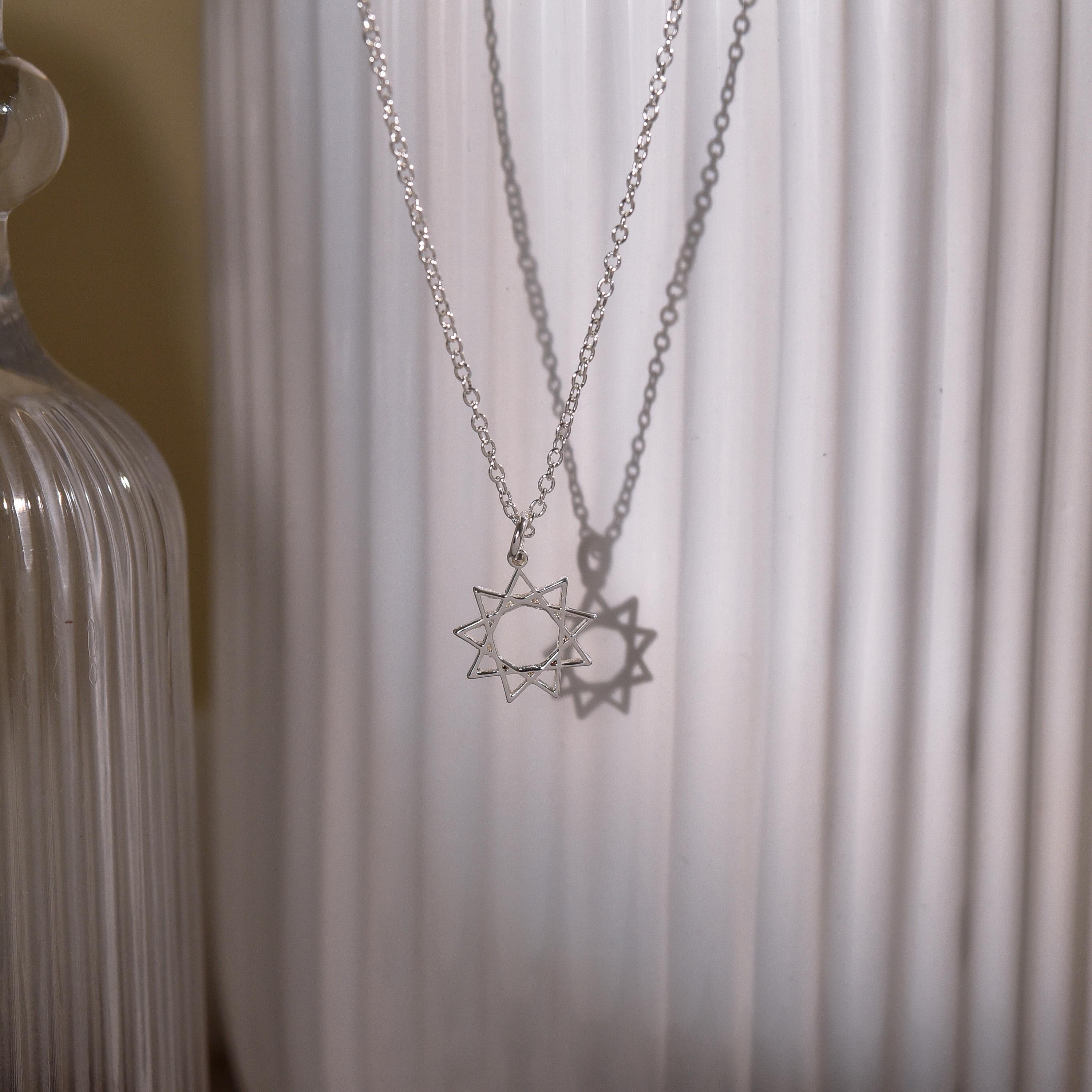 Baha'i Faith Necklace, Nine Point Bahai Star Necklace, Silver Baha'i Necklace, Gifts for Her, Wedding Gifts, Birthday Gifts, GS0039