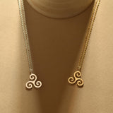 Triskelion Necklace, Triple Spiral Necklace