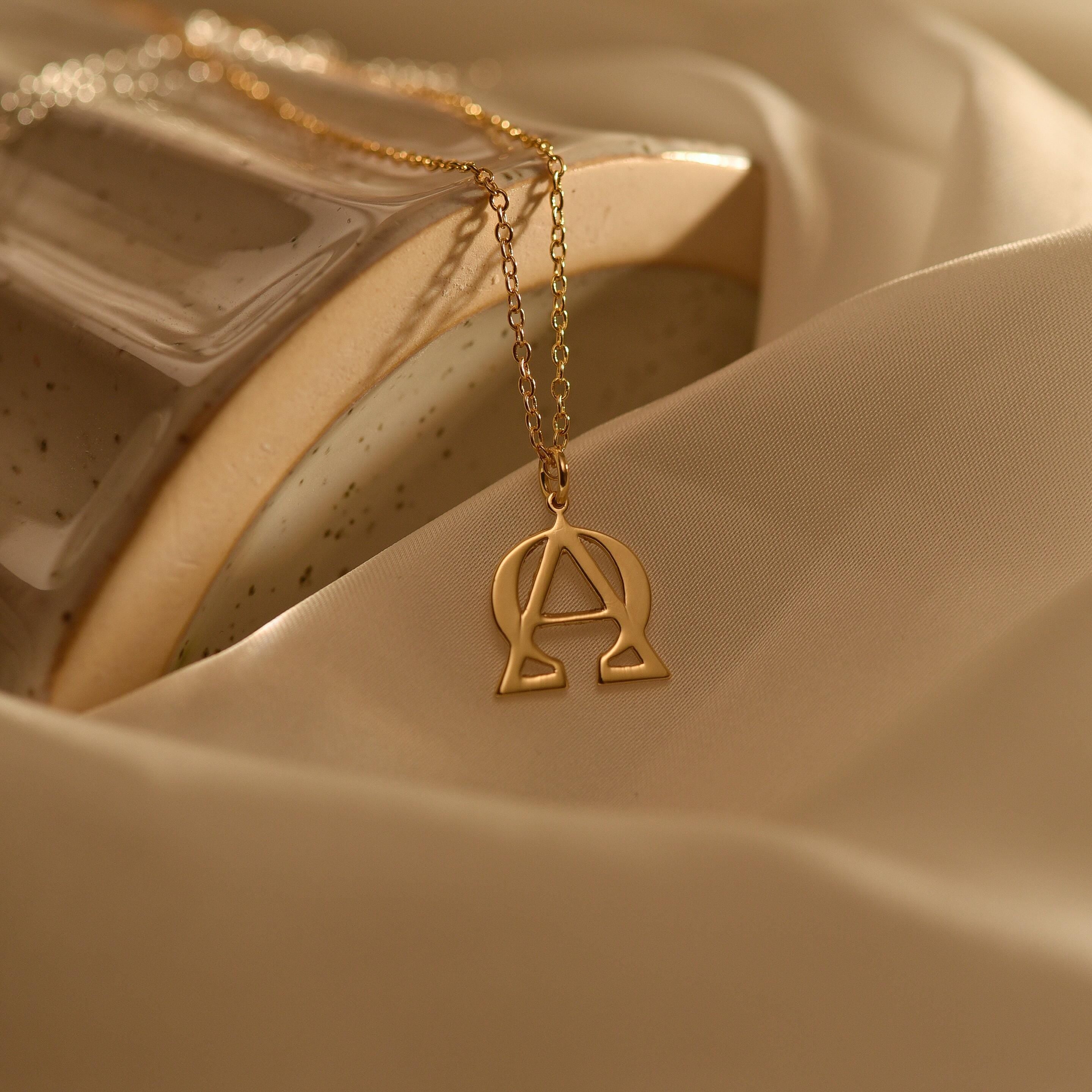 Alpha Omega Necklace, Omega Phi Alpha Necklace, Christian Symbol Pendant, Religious Jewelry, Dainty Necklace, Spiritual Gift, GS0052
